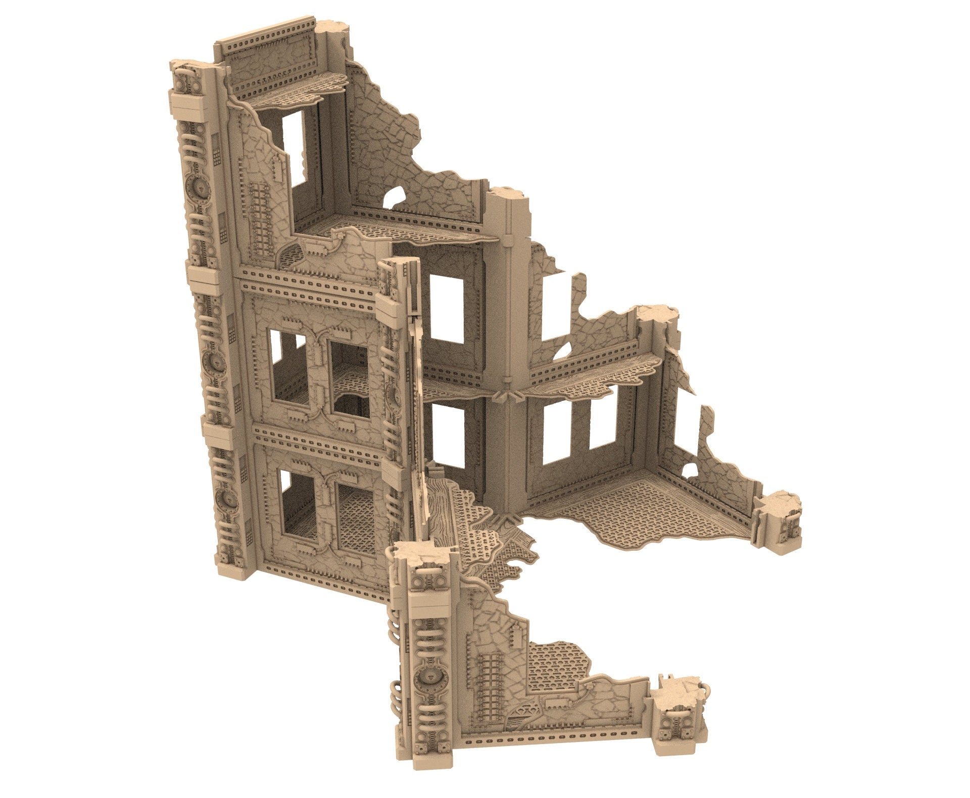 Commercial Outpost Latino Ruined building in PLA and resin for warmachine, Damocles, One Page Rule, Firefight, infinity, scifi wargame...