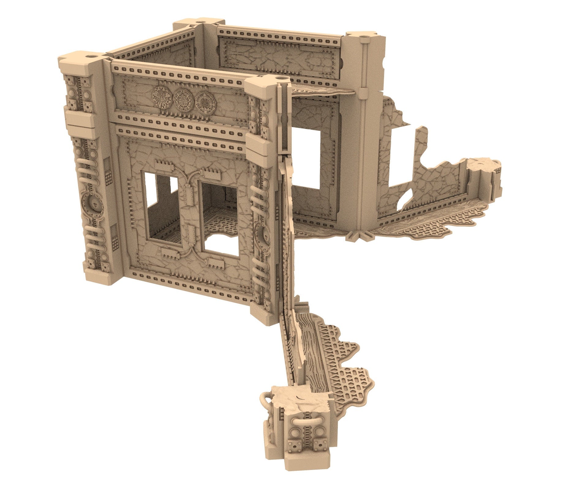 Commercial Outpost Latino Ruined building in PLA and resin for warmachine, Damocles, One Page Rule, Firefight, infinity, scifi wargame...
