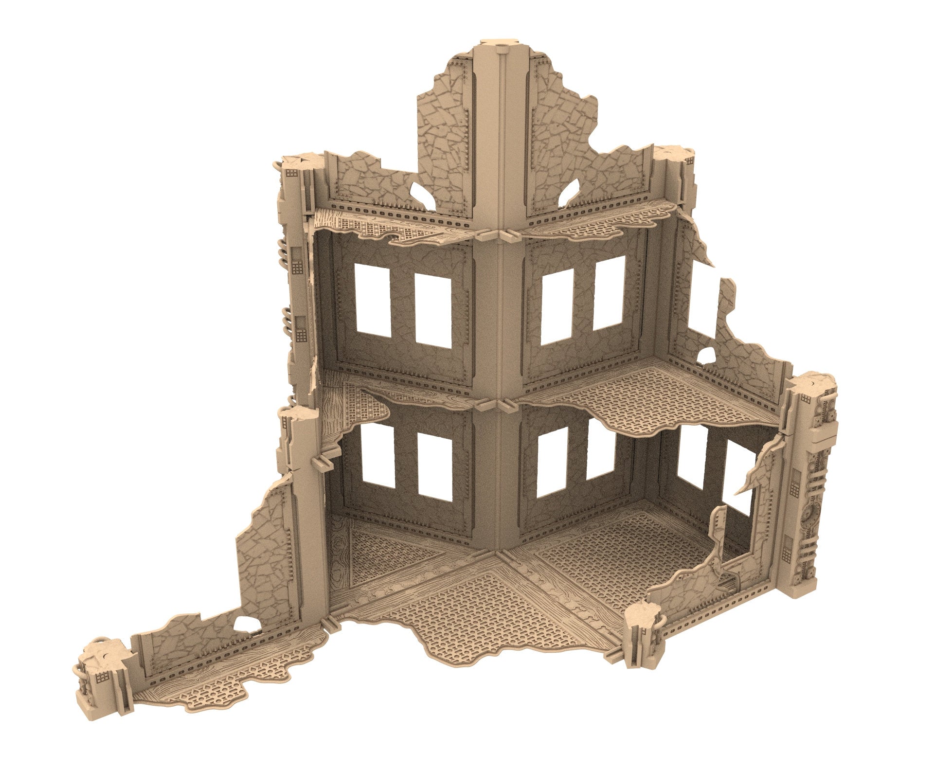 Commercial Outpost Latino Ruined building in PLA and resin for warmachine, Damocles, One Page Rule, Firefight, infinity, scifi wargame...
