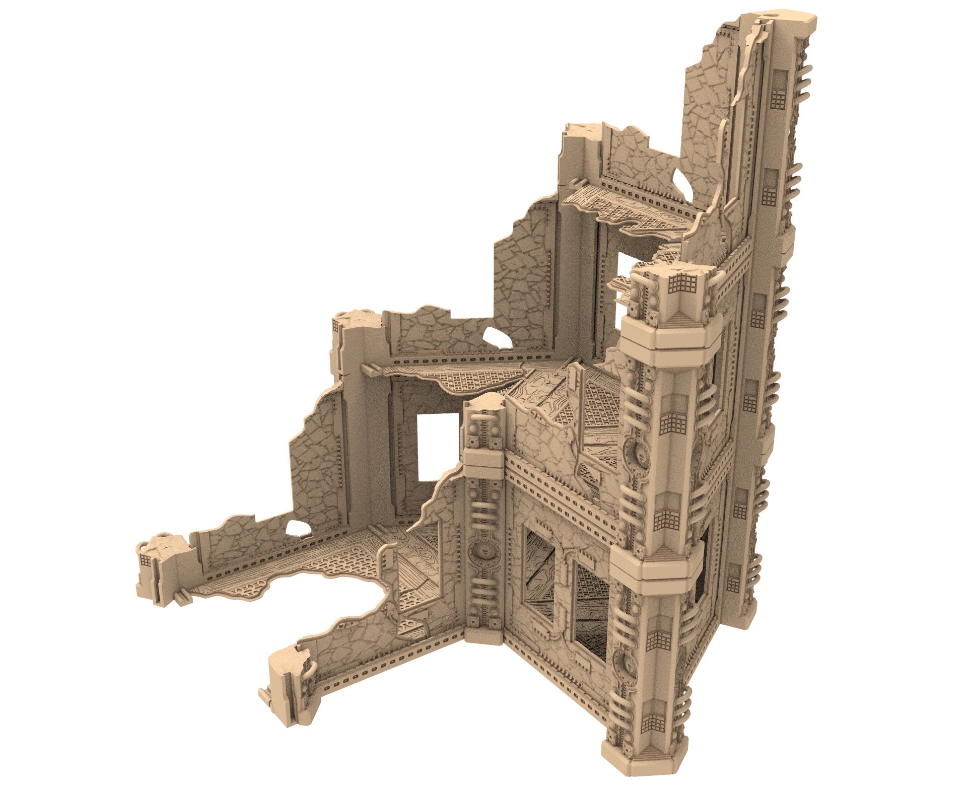 Commercial Outpost Latino Ruined building in PLA and resin for warmachine, Damocles, One Page Rule, Firefight, infinity, scifi wargame...