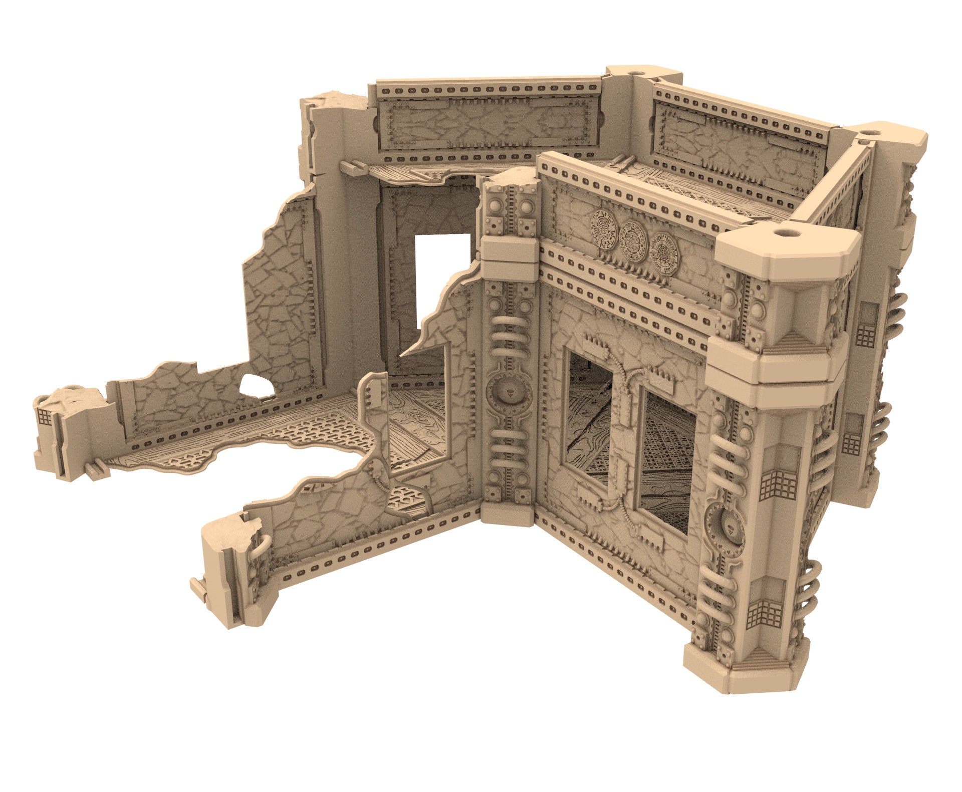 Commercial Outpost Latino Ruined building in PLA and resin for warmachine, Damocles, One Page Rule, Firefight, infinity, scifi wargame...