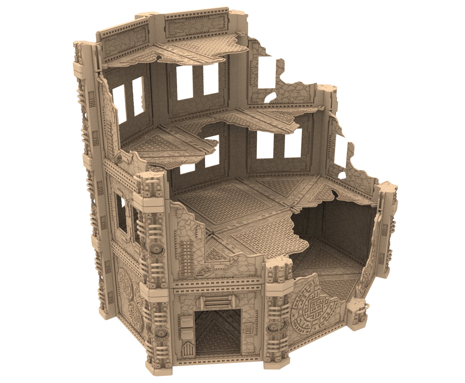 Commercial Outpost Latino Ruined building in PLA and resin for warmachine, Damocles, One Page Rule, Firefight, infinity, scifi wargame...