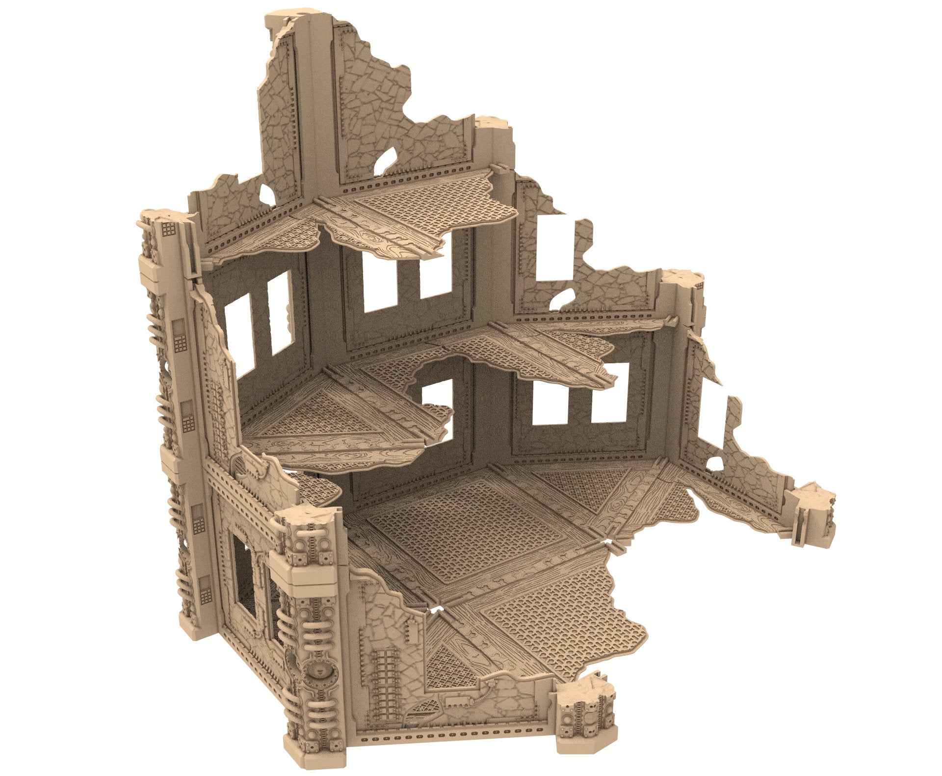 Commercial Outpost Latino Ruined building in PLA and resin for warmachine, Damocles, One Page Rule, Firefight, infinity, scifi wargame...
