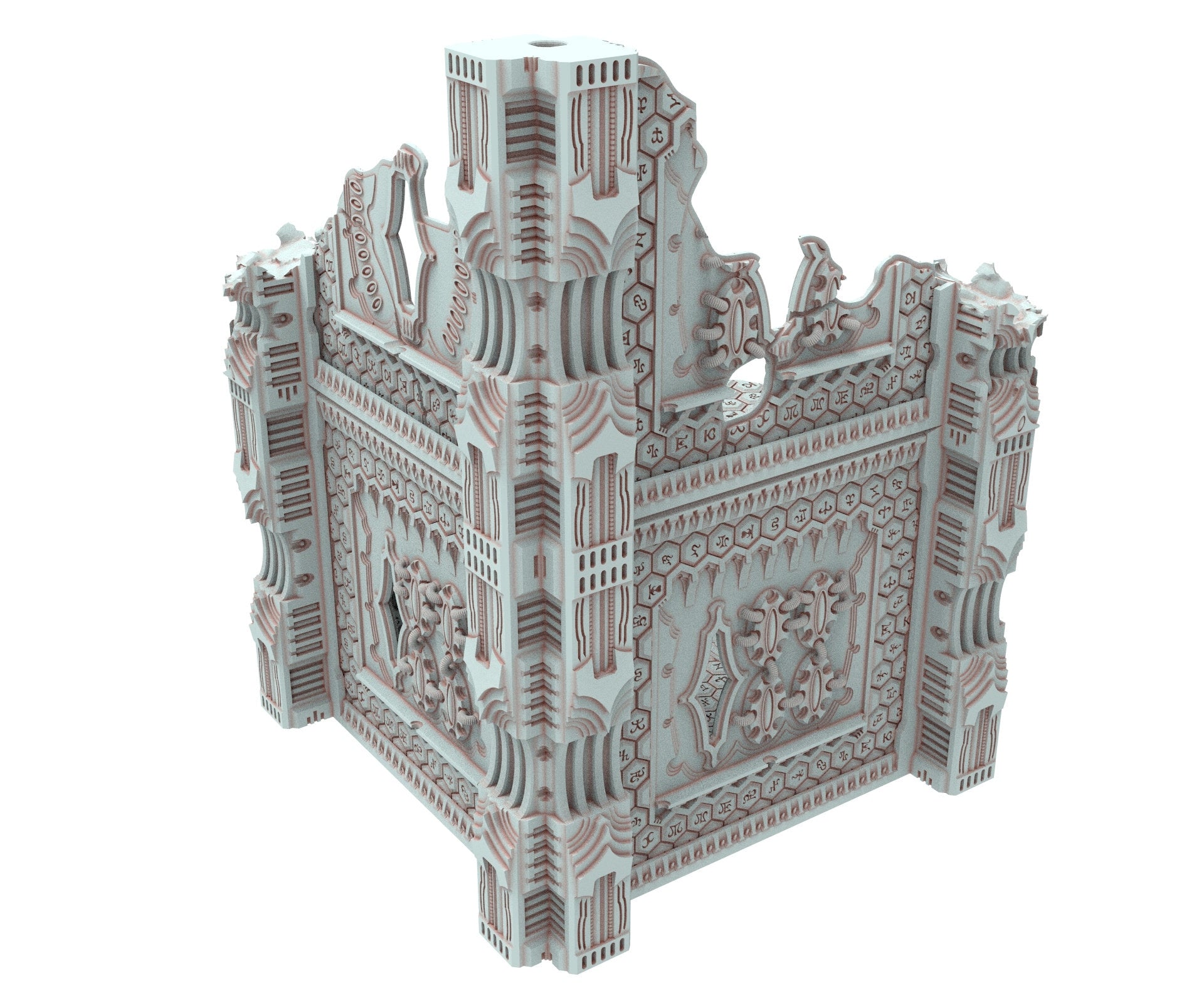 Dark city Ruined building elves eldar in PLA and resin usable for warmachine, Damocles, One Page Rule, Firefight, infinity, scifi wargame...