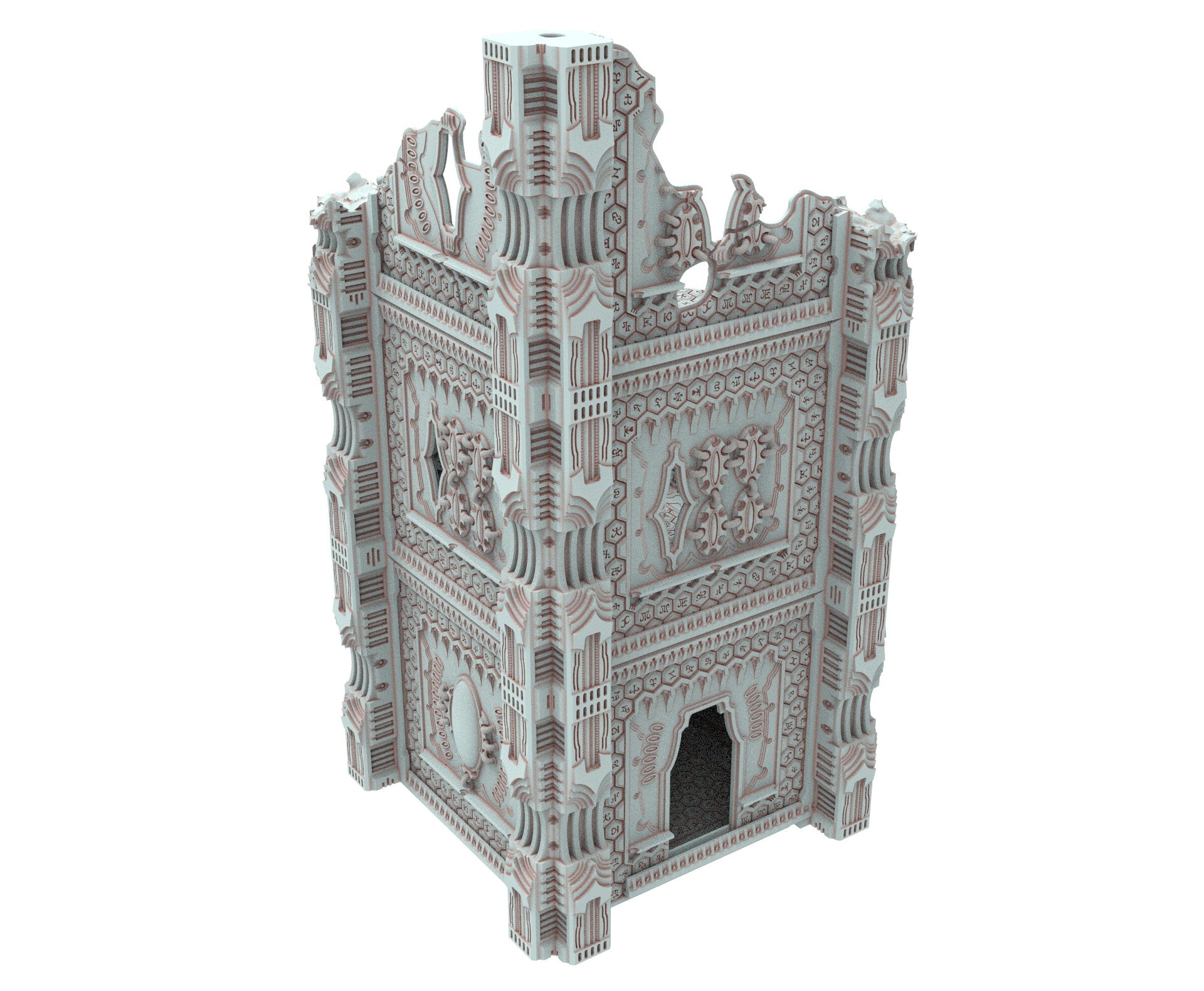 Dark city Ruined building elves eldar in PLA and resin usable for warmachine, Damocles, One Page Rule, Firefight, infinity, scifi wargame...