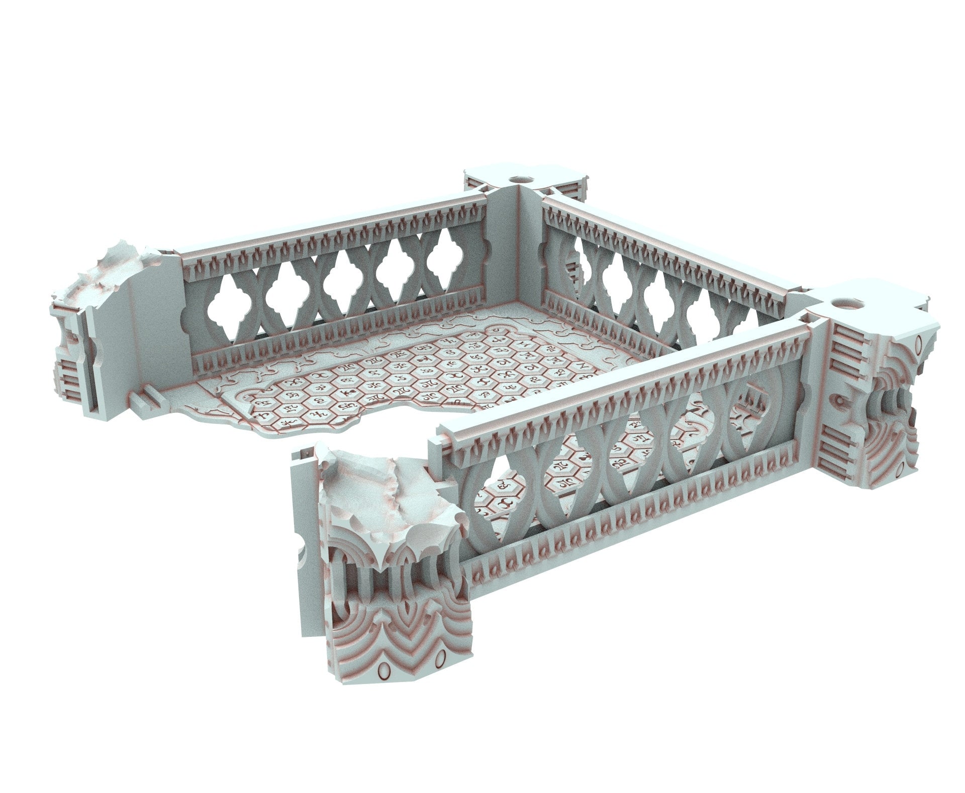 Dark city Ruined building elves eldar in PLA and resin usable for warmachine, Damocles, One Page Rule, Firefight, infinity, scifi wargame...