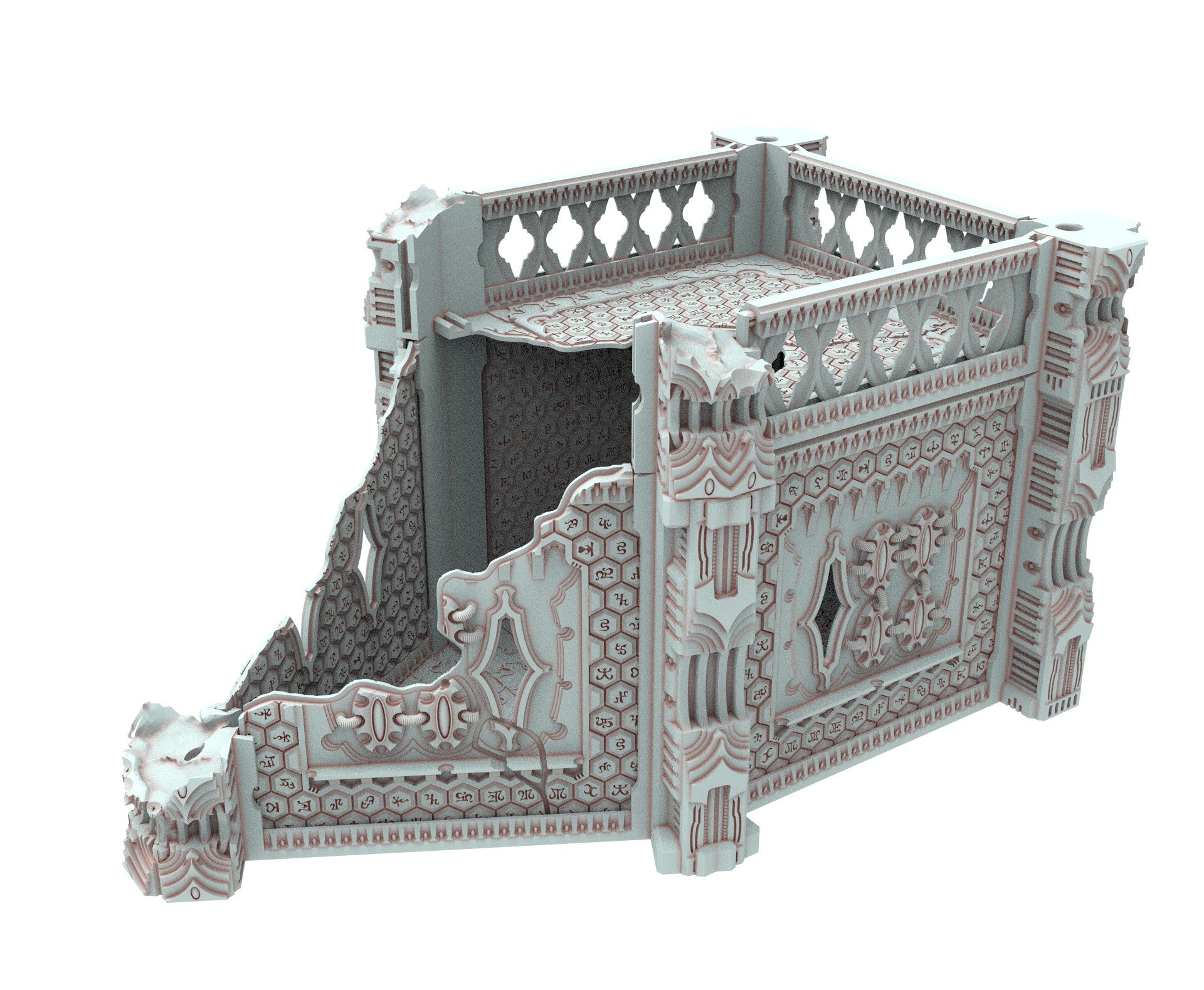 Dark city Ruined building elves eldar in PLA and resin usable for warmachine, Damocles, One Page Rule, Firefight, infinity, scifi wargame...