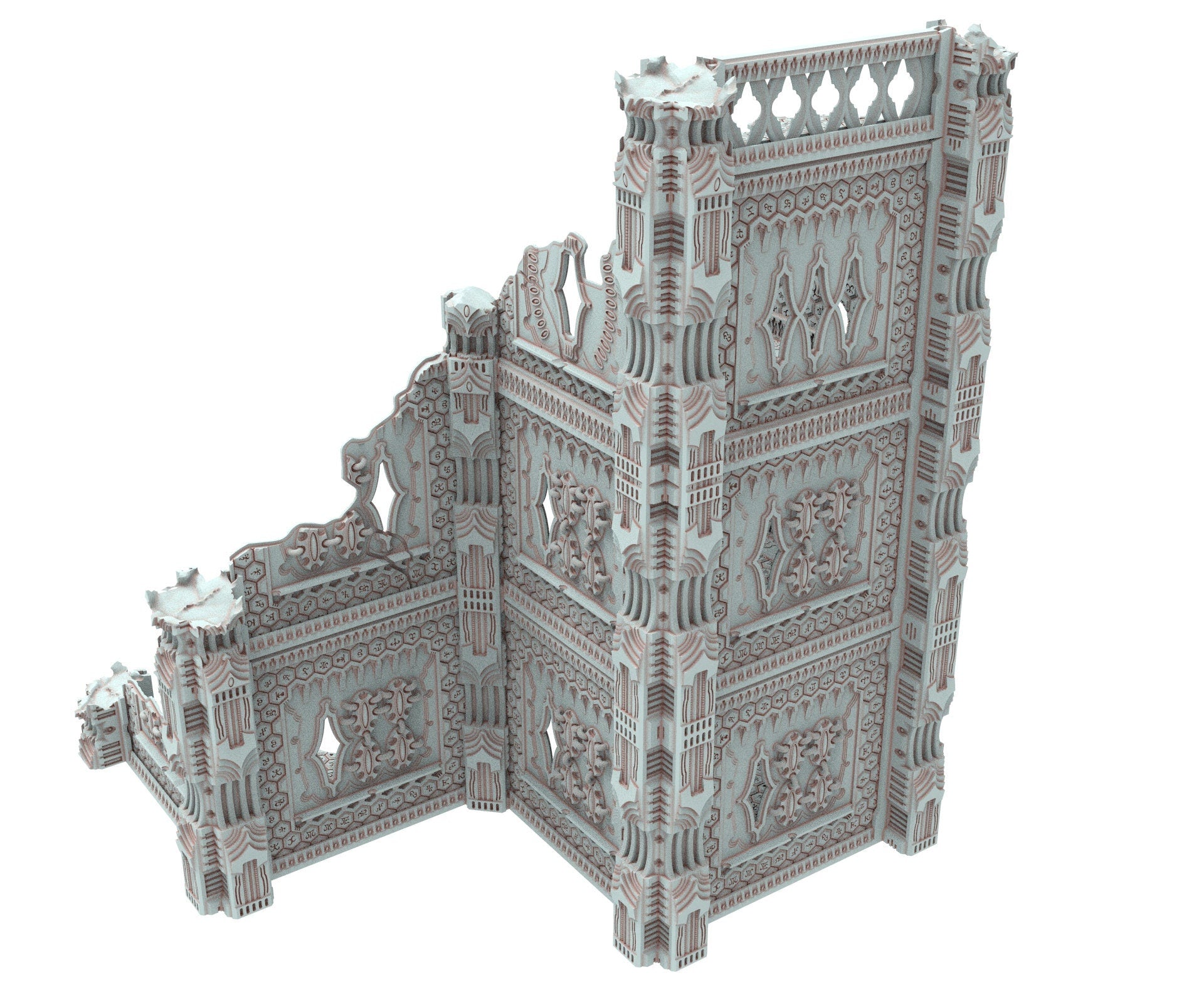 Dark city Ruined building elves eldar in PLA and resin usable for warmachine, Damocles, One Page Rule, Firefight, infinity, scifi wargame...