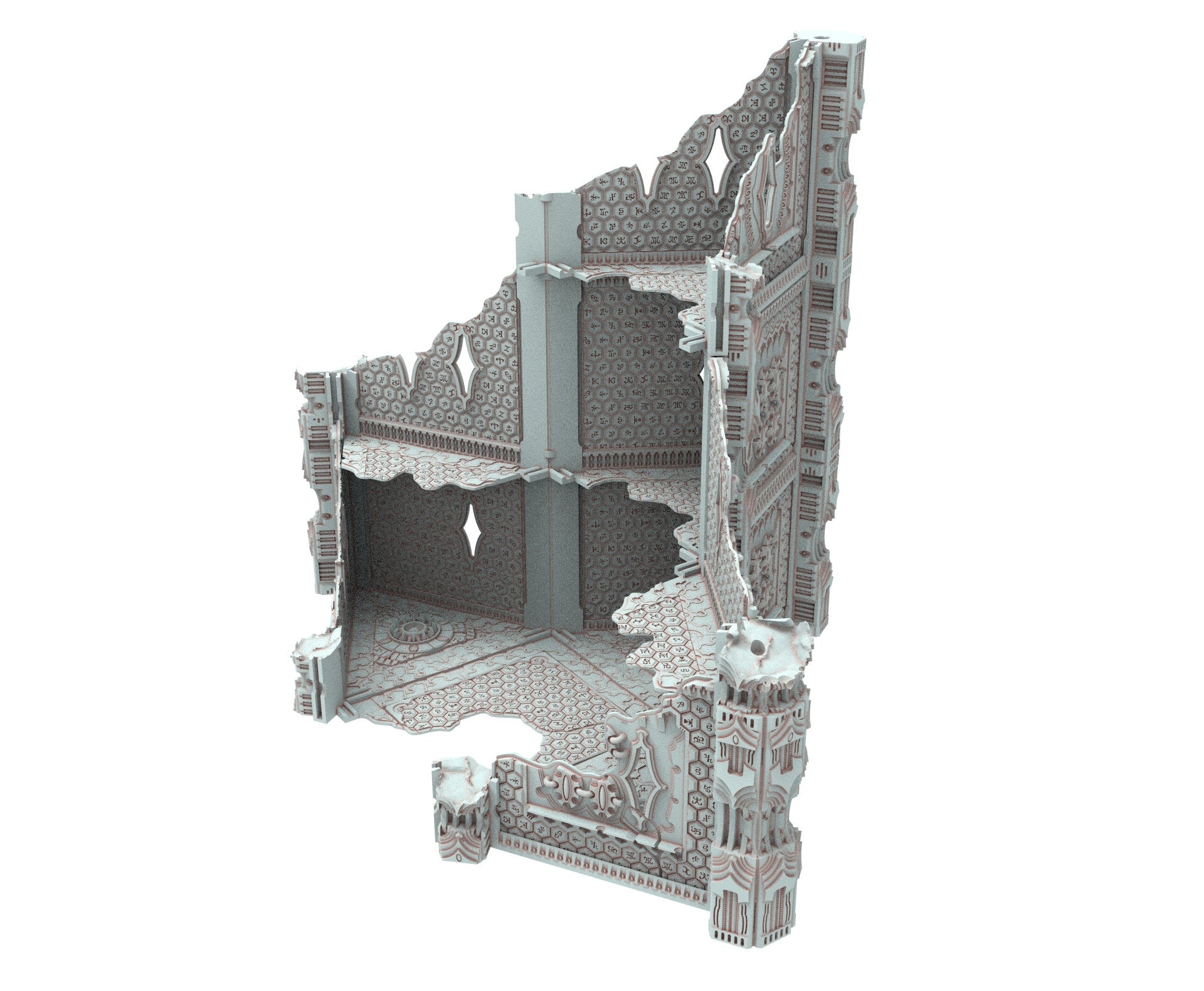 Dark city Ruined building elves eldar in PLA and resin usable for warmachine, Damocles, One Page Rule, Firefight, infinity, scifi wargame...