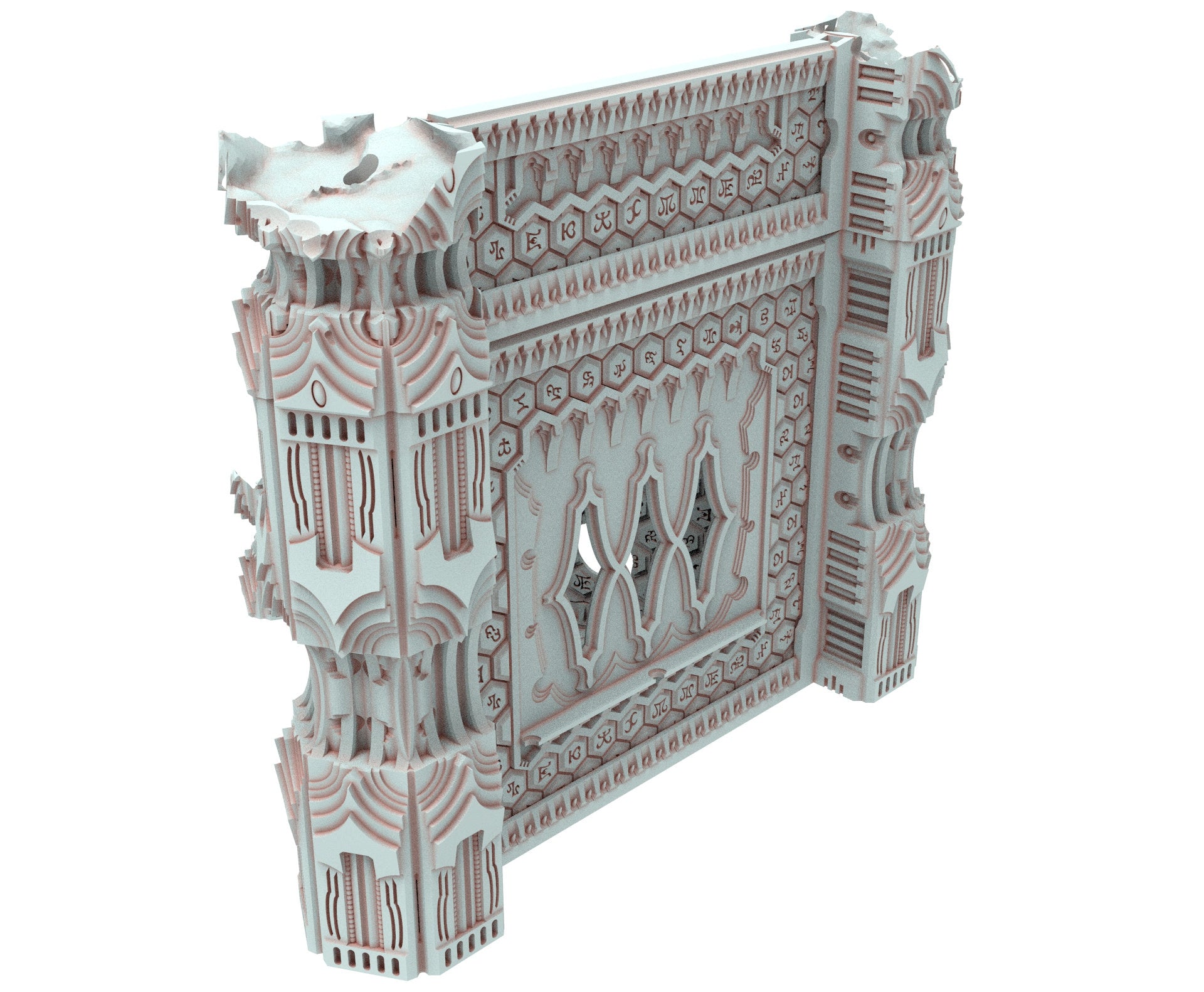 Dark city Ruined building elves eldar in PLA and resin usable for warmachine, Damocles, One Page Rule, Firefight, infinity, scifi wargame...