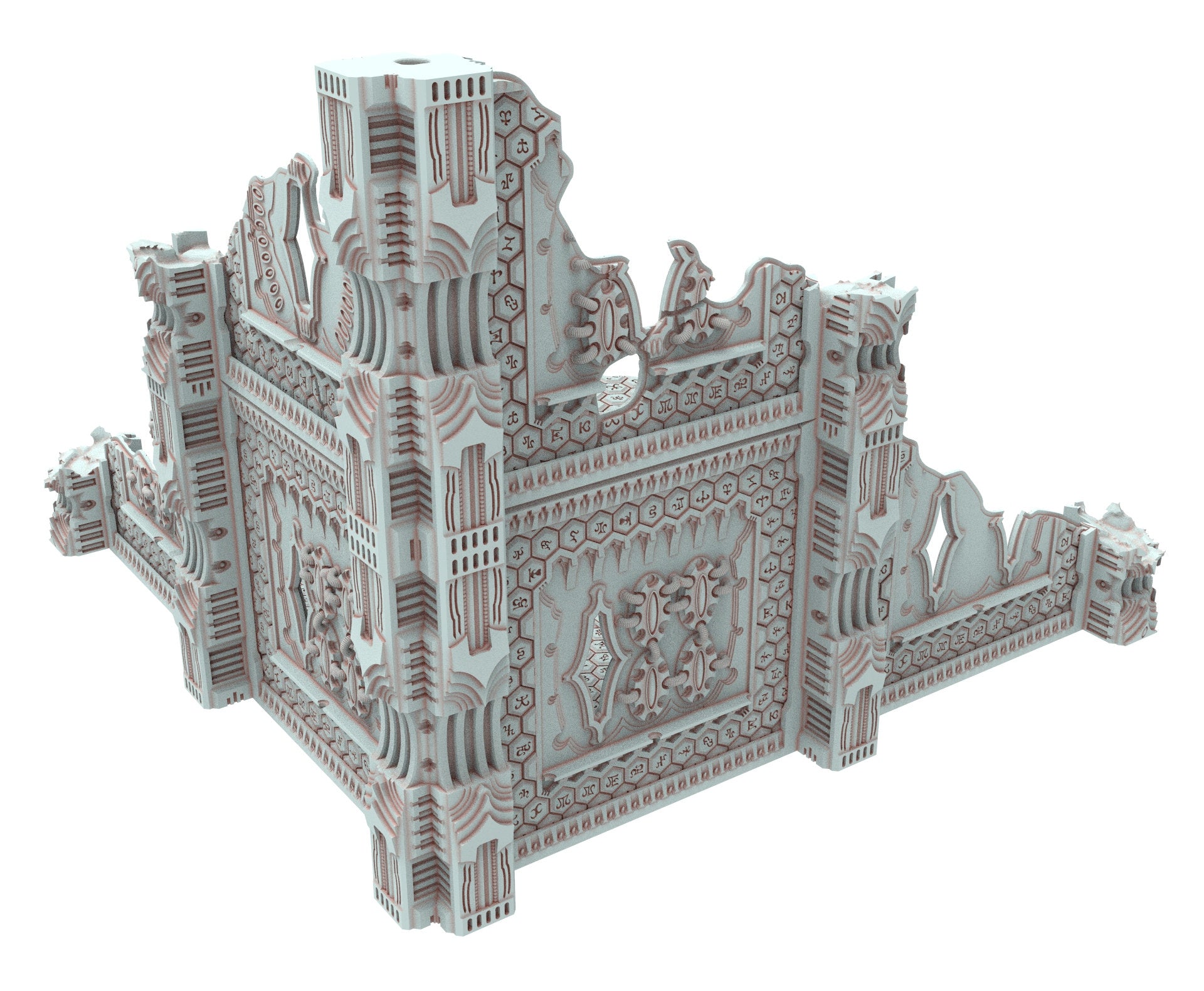 Dark city Ruined building elves eldar in PLA and resin usable for warmachine, Damocles, One Page Rule, Firefight, infinity, scifi wargame...