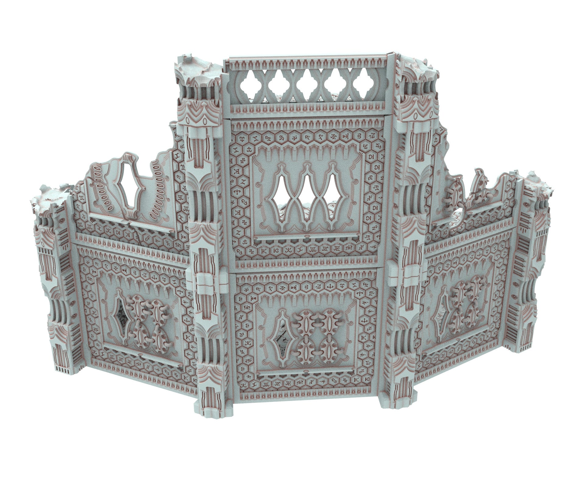 Dark city Ruined building elves eldar in PLA and resin usable for warmachine, Damocles, One Page Rule, Firefight, infinity, scifi wargame...