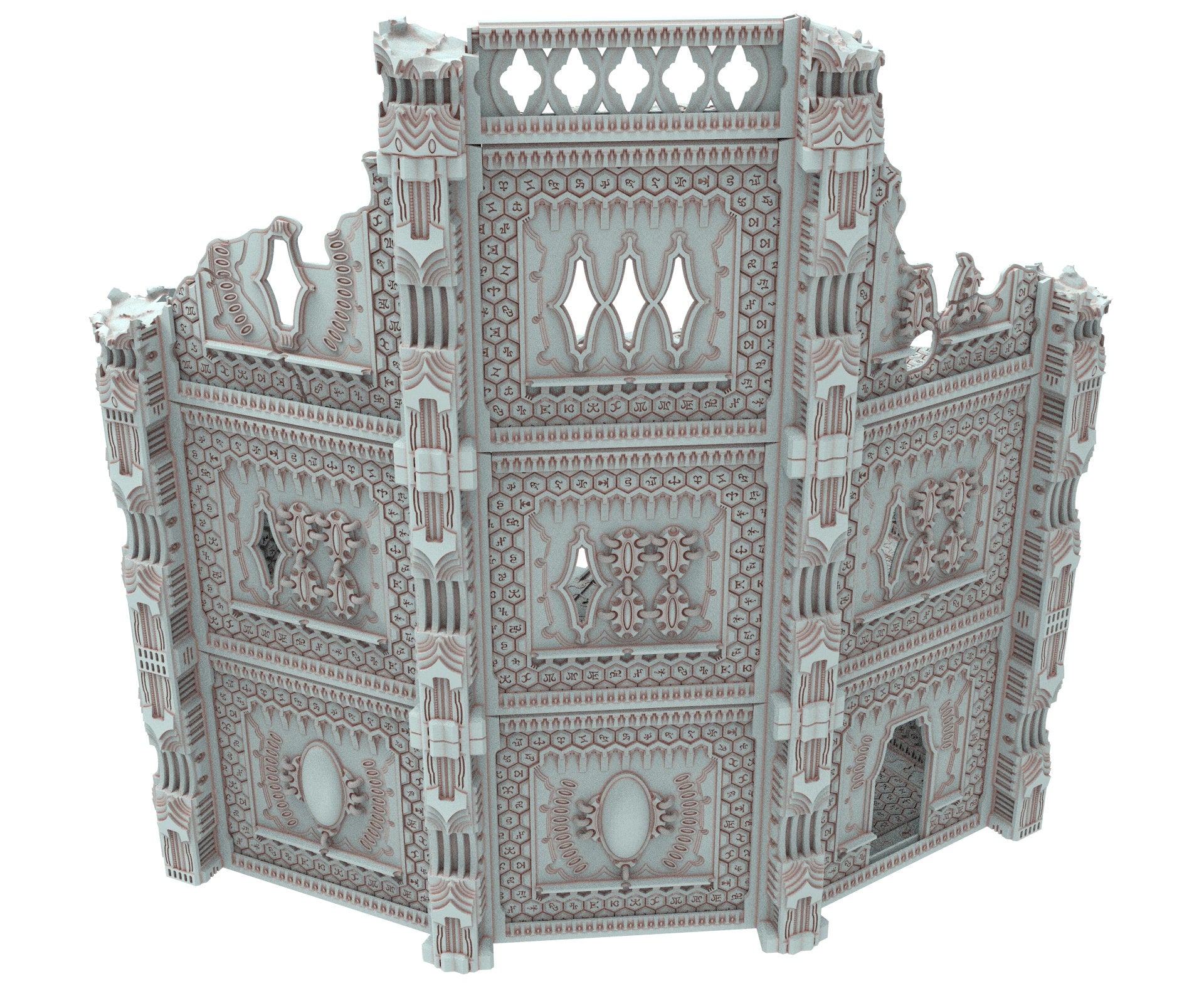 Dark city Ruined building elves eldar in PLA and resin usable for warmachine, Damocles, One Page Rule, Firefight, infinity, scifi wargame...