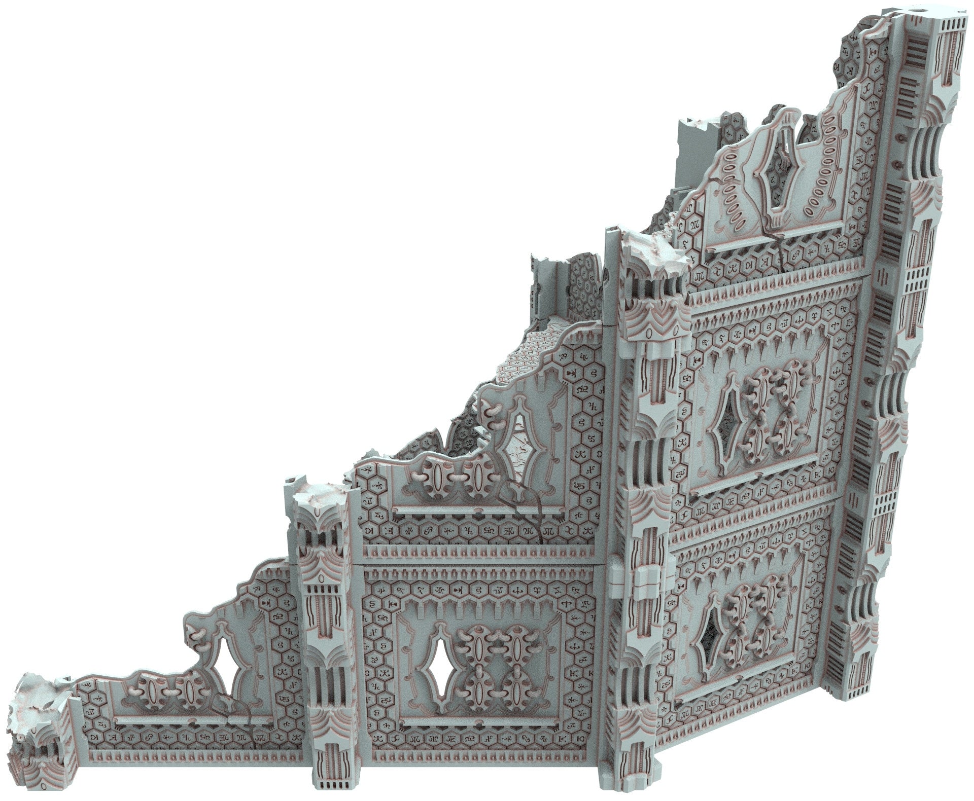 Dark city Ruined building elves eldar in PLA and resin usable for warmachine, Damocles, One Page Rule, Firefight, infinity, scifi wargame...