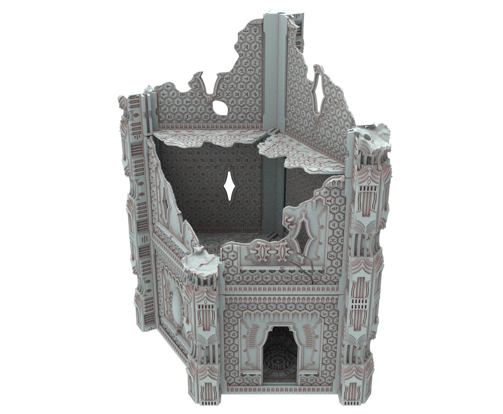 Dark city Ruined building elves eldar in PLA and resin usable for warmachine, Damocles, One Page Rule, Firefight, infinity, scifi wargame...