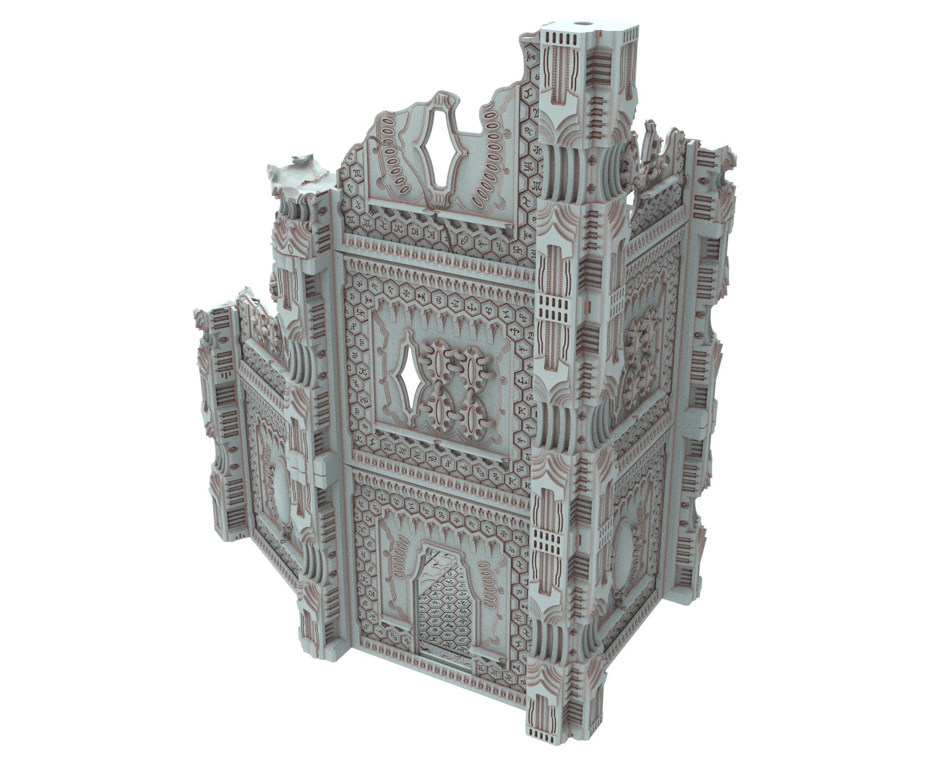 Dark city Ruined building elves eldar in PLA and resin usable for warmachine, Damocles, One Page Rule, Firefight, infinity, scifi wargame...