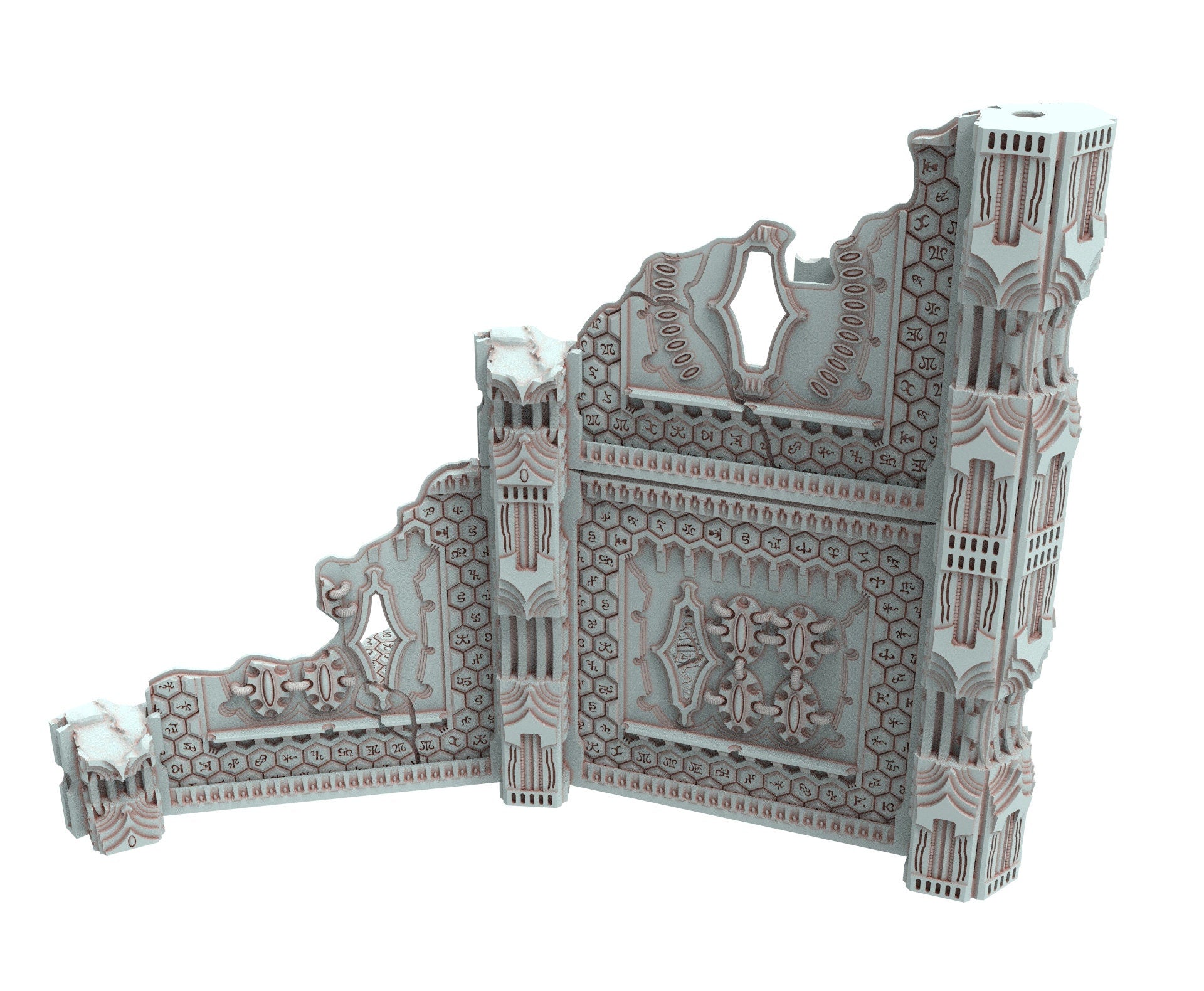 Dark city Ruined building elves eldar in PLA and resin usable for warmachine, Damocles, One Page Rule, Firefight, infinity, scifi wargame...