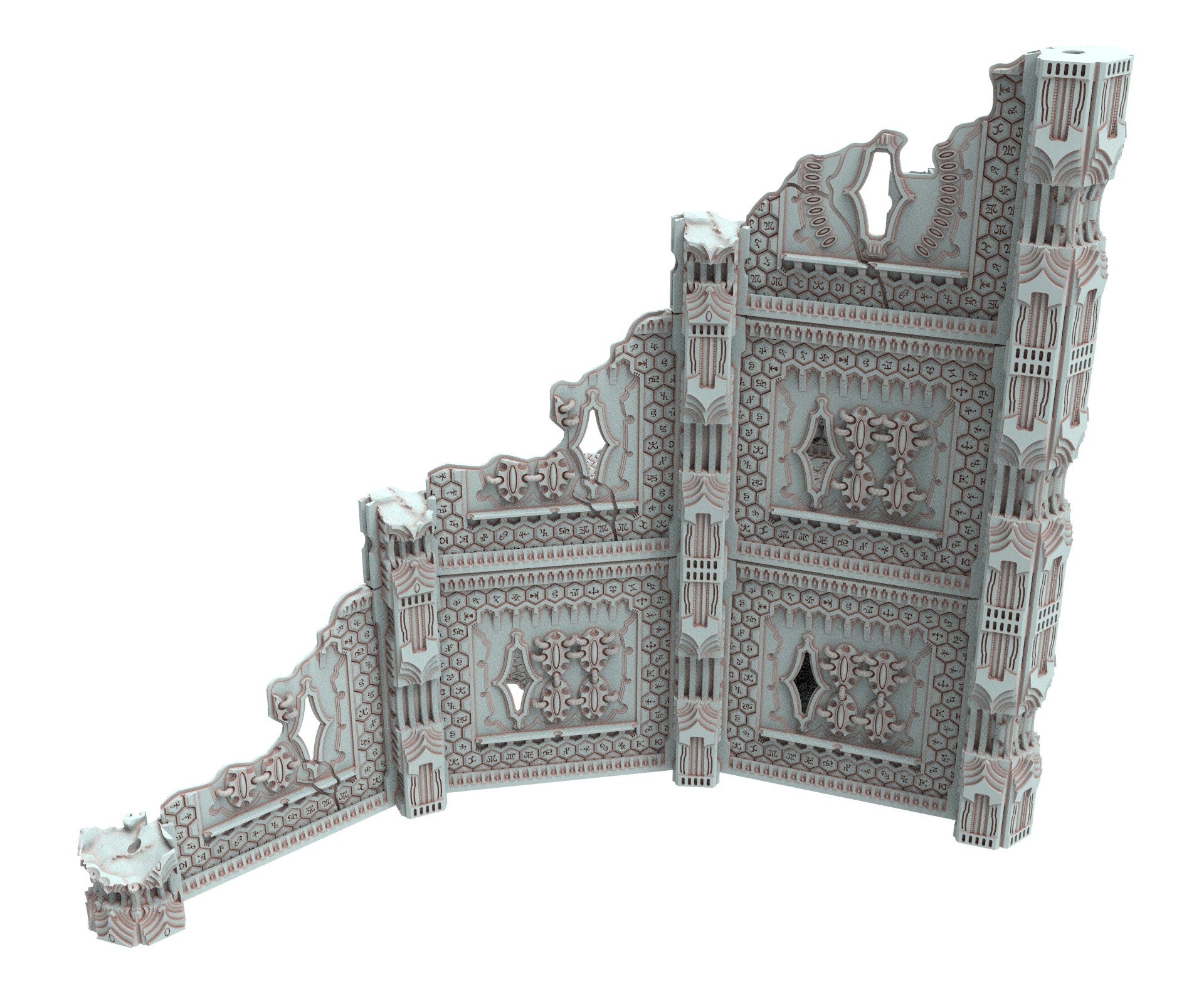 Dark city Ruined building elves eldar in PLA and resin usable for warmachine, Damocles, One Page Rule, Firefight, infinity, scifi wargame...