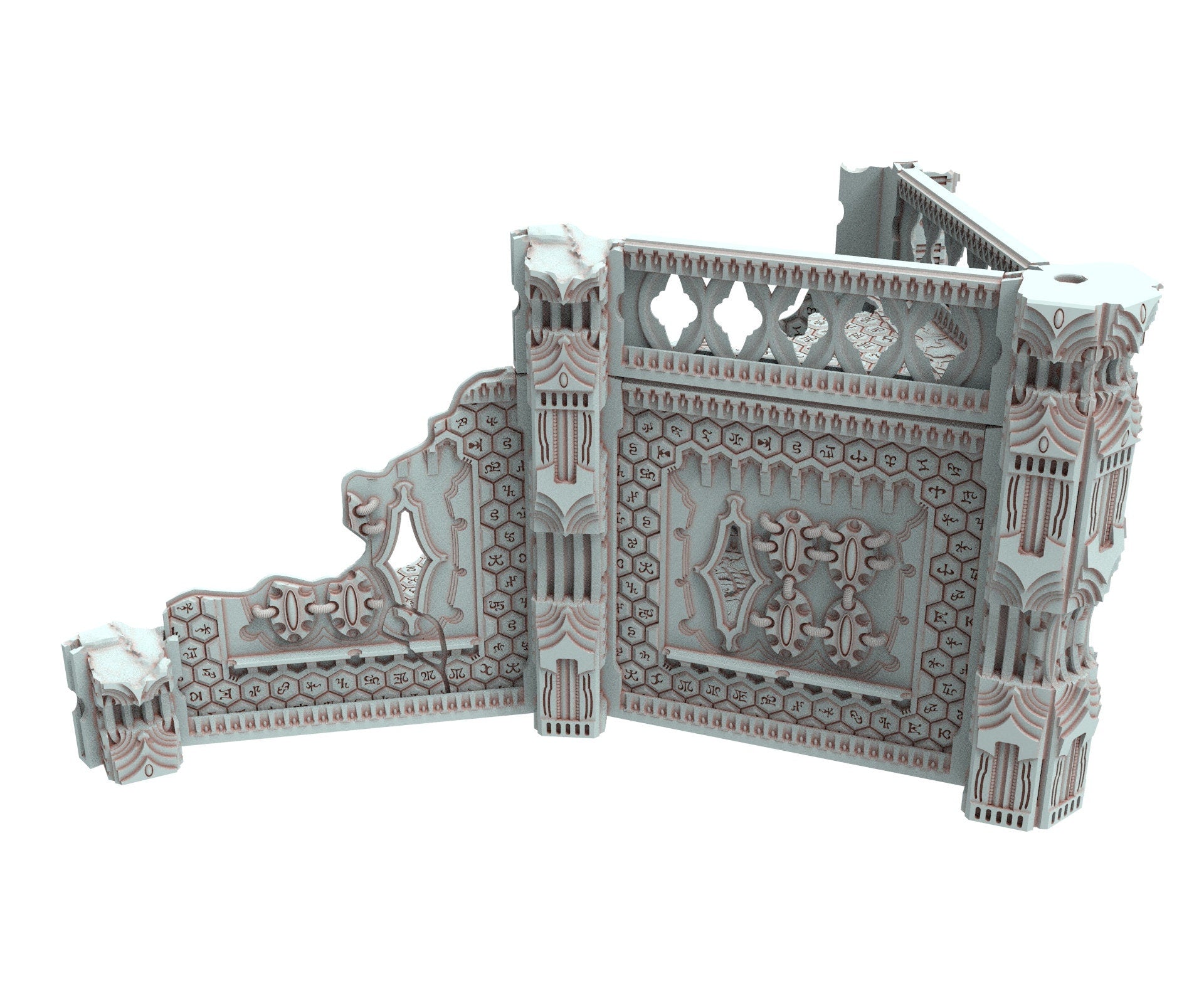 Dark city Ruined building elves eldar in PLA and resin usable for warmachine, Damocles, One Page Rule, Firefight, infinity, scifi wargame...