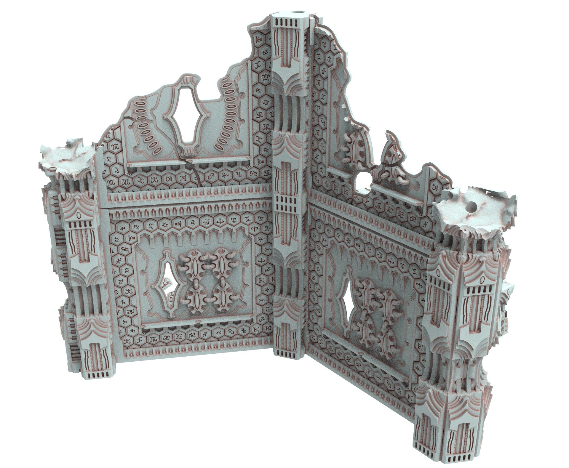 Dark city Ruined building elves eldar in PLA and resin usable for warmachine, Damocles, One Page Rule, Firefight, infinity, scifi wargame...