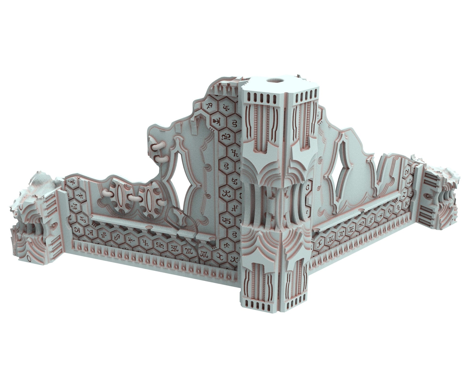 Dark city Ruined building elves eldar in PLA and resin usable for warmachine, Damocles, One Page Rule, Firefight, infinity, scifi wargame...