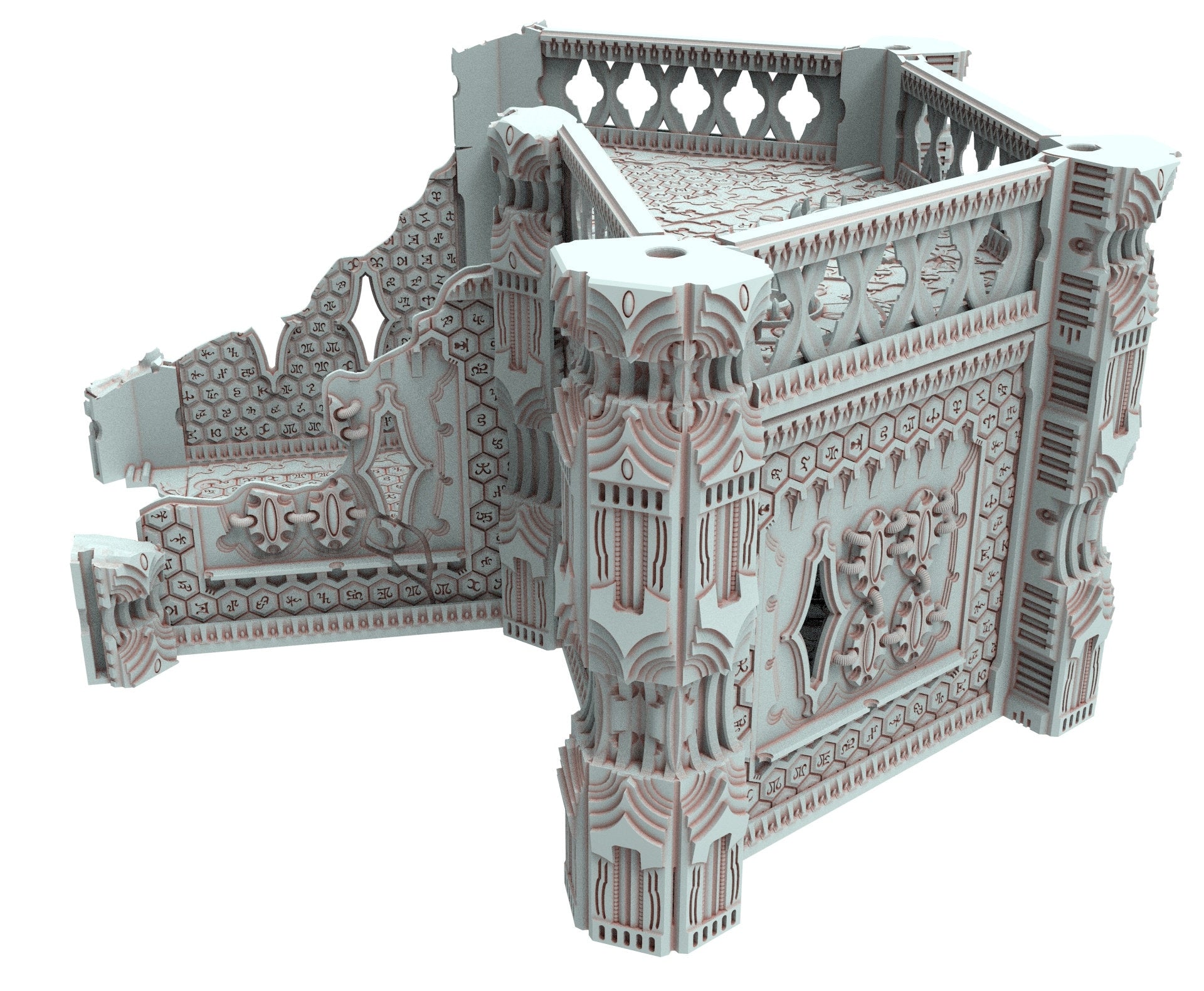 Dark city Ruined building elves eldar in PLA and resin usable for warmachine, Damocles, One Page Rule, Firefight, infinity, scifi wargame...