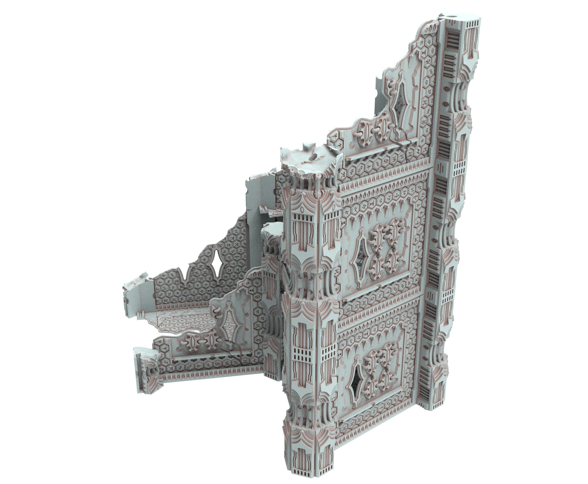 Dark city Ruined building elves eldar in PLA and resin usable for warmachine, Damocles, One Page Rule, Firefight, infinity, scifi wargame...