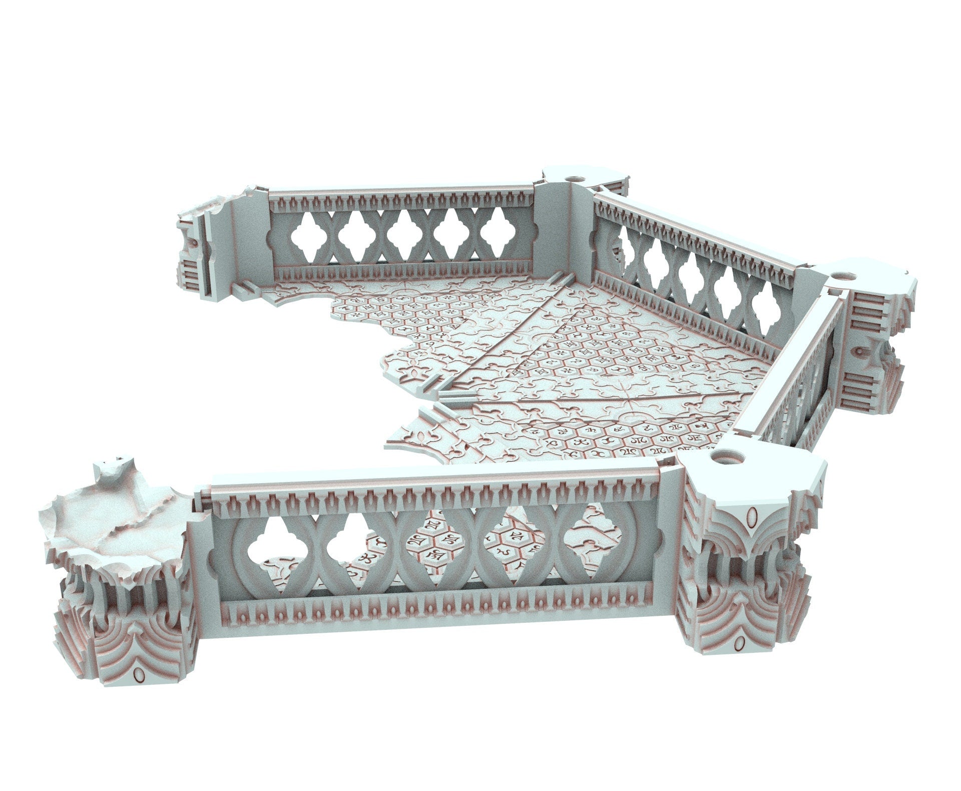 Dark city Ruined building elves eldar in PLA and resin usable for warmachine, Damocles, One Page Rule, Firefight, infinity, scifi wargame...