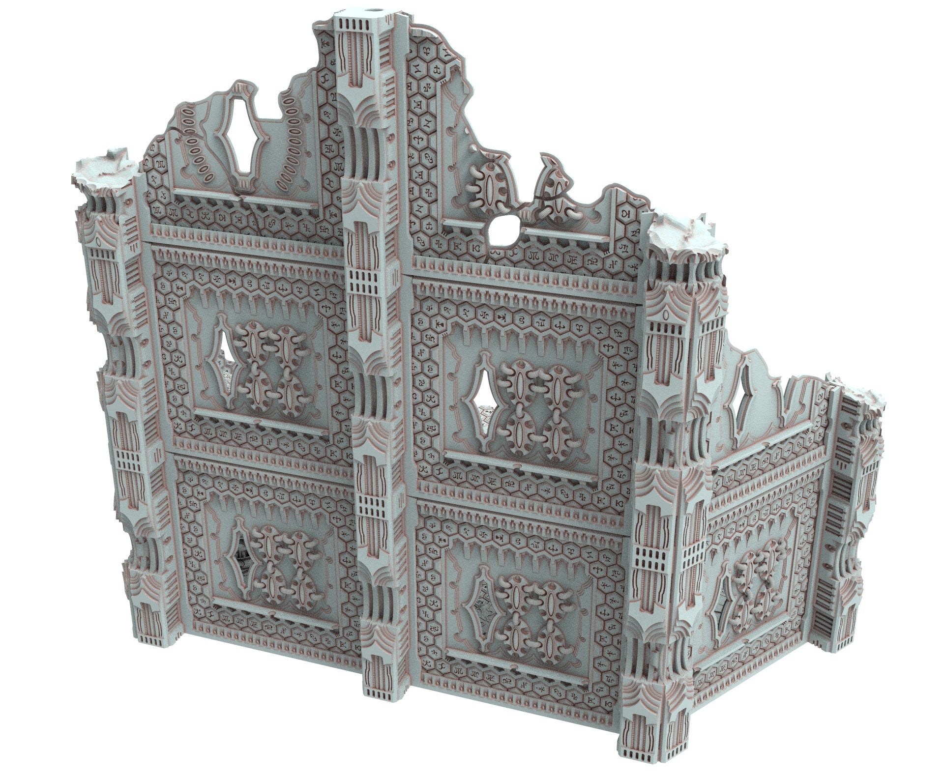 Dark city Ruined building elves eldar in PLA and resin usable for warmachine, Damocles, One Page Rule, Firefight, infinity, scifi wargame...