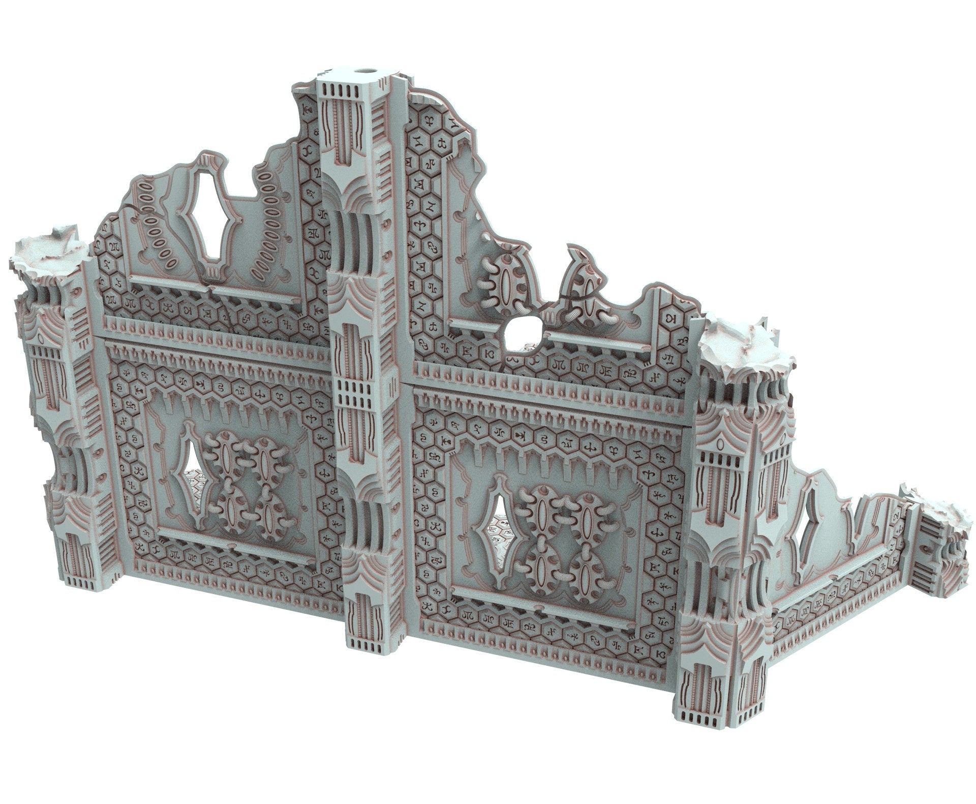 Dark city Ruined building elves eldar in PLA and resin usable for warmachine, Damocles, One Page Rule, Firefight, infinity, scifi wargame...