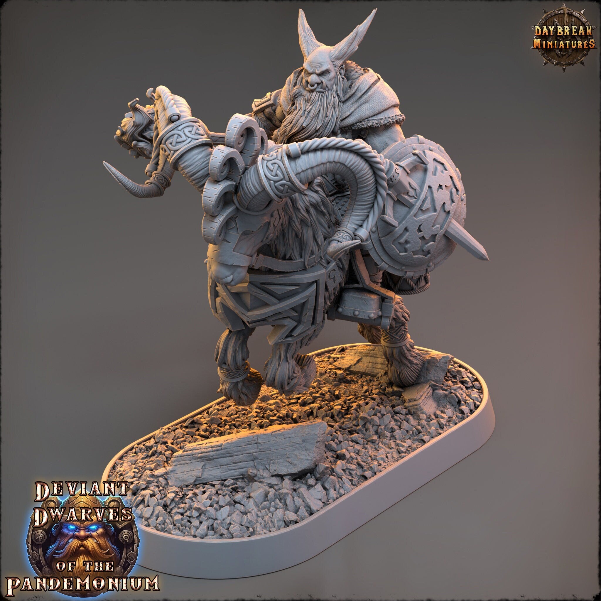 Tribe warriors - Drimulf Shortfuse on Fire Goat - The Mammoth Ogres of Skull Mountain , Pathfinder, Dungeons & Dragons