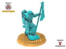 Load image into Gallery viewer, Legio Prima - Scylla Banner, mechanized infantry, post apocalyptic empire, usable for tabletop wargame.
