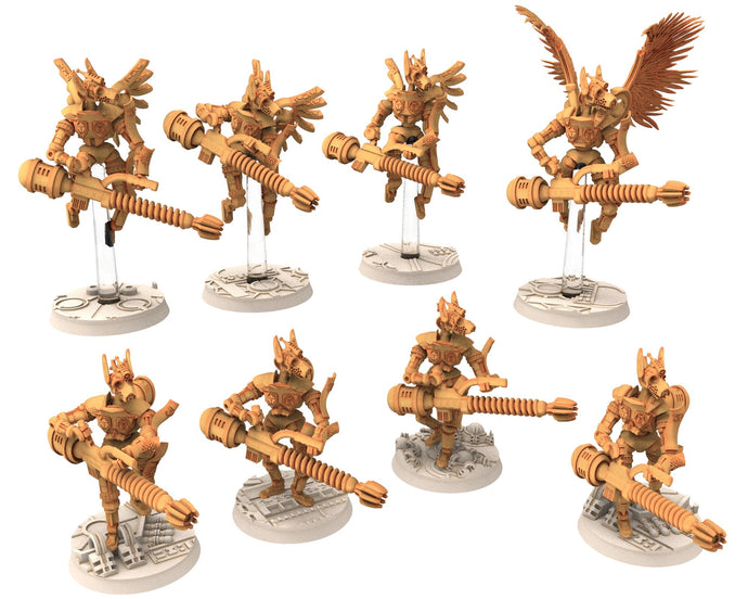 Cinan - Anubis - Chemou - Pakhon : Assault, Battle Drone, space robot guardians of the Necropolis, modular posable miniatures