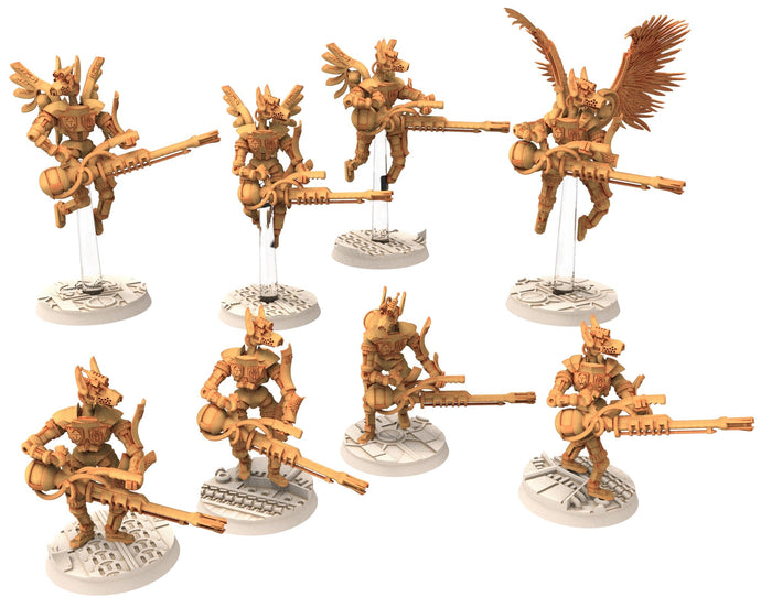 Cinan - Anubis - Chemou - Payni : Assault, Battle Drone, space robot guardians of the Necropolis, modular posable miniatures