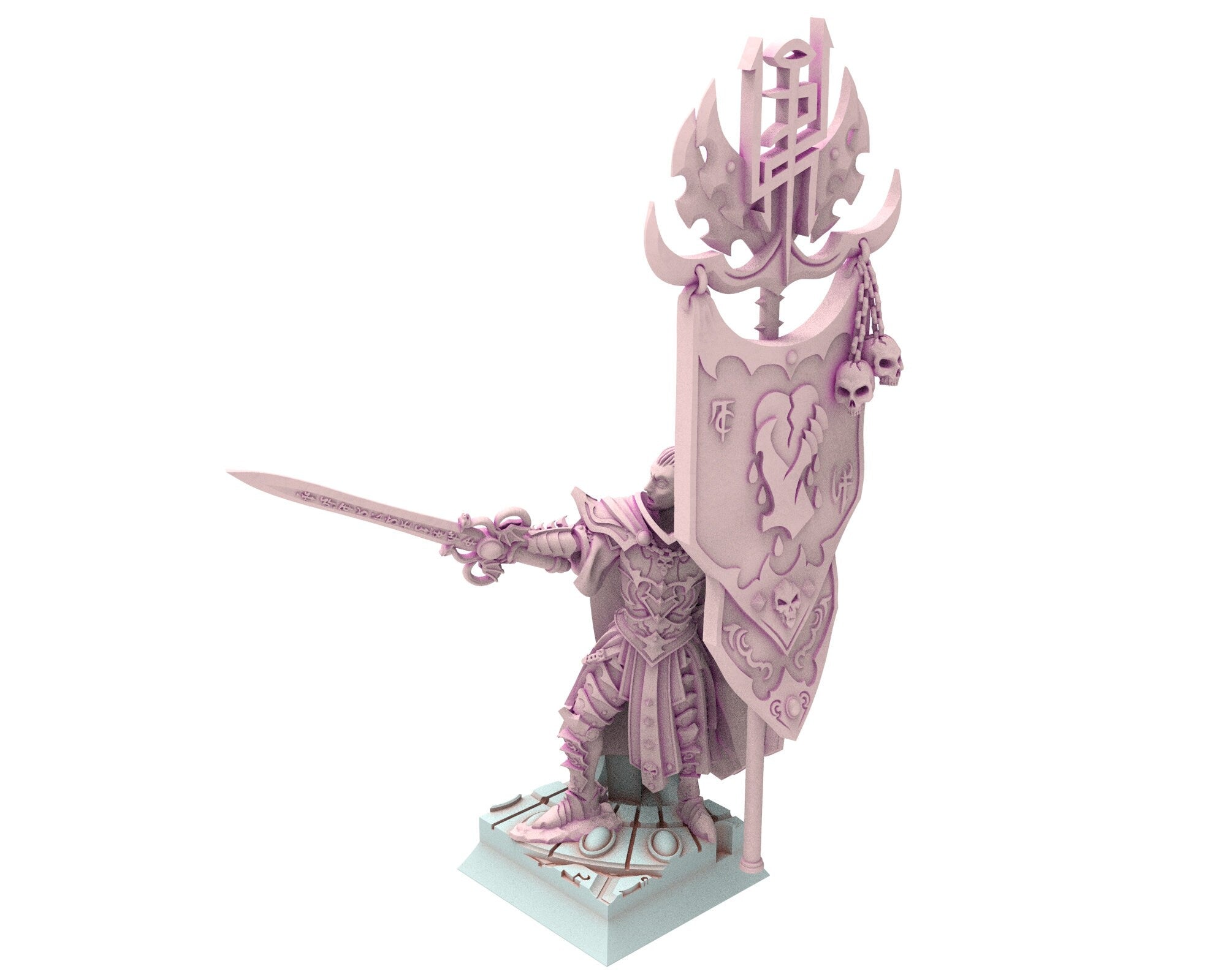 Dark Elves - 32mm Great banner Bearer, dark elves, Merciless north pillars usable for 9th Age, Fantasy Battle, Oldhammer, King of war, D&D