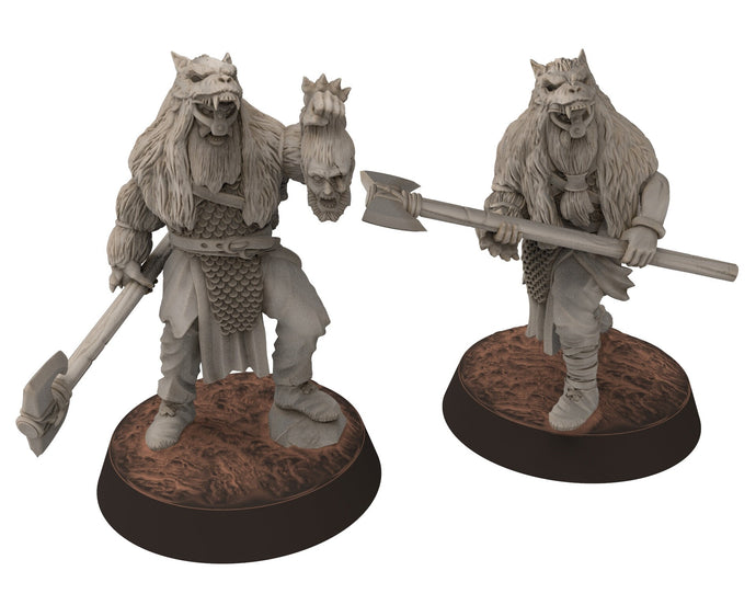Wildmen - Hillmen Berzerkers, Mountaign angry warriors warband, Middle rings miniatures for wargame D&D, Lotr... Khurzluk Miniatures