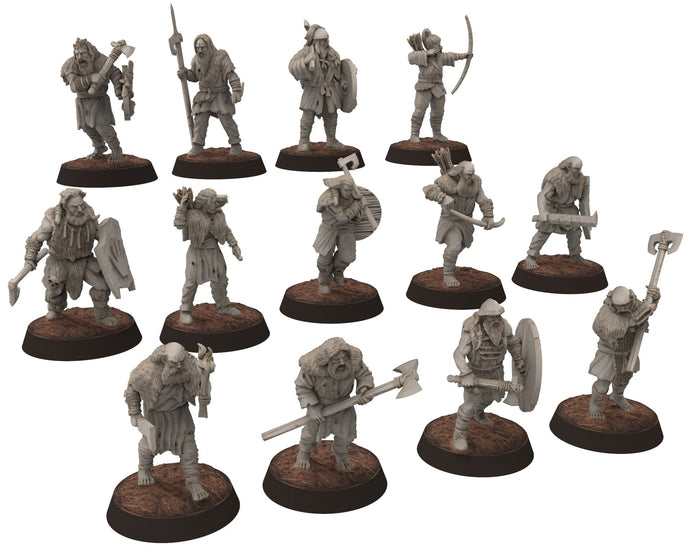 Wildmen - Hillmen, Mountaign angry warriors warband, Middle rings miniatures for wargame D&D, Lotr... Khurzluk Miniatures