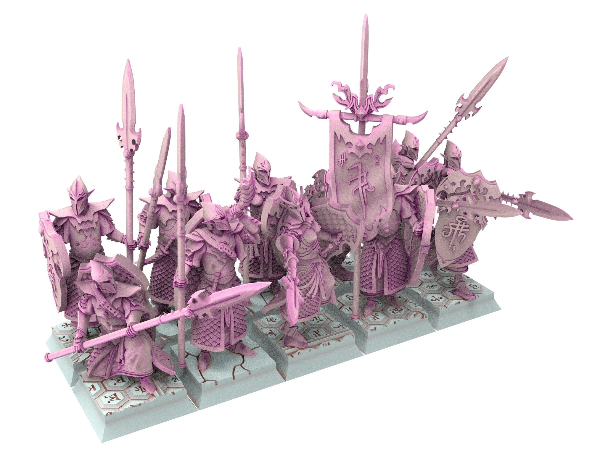 Dark Elves - 28mm Crossbowmen, dark elves, Merciless north pillars usable for 9th Age, Fantasy Battle, Oldhammer, King of war, D&D...