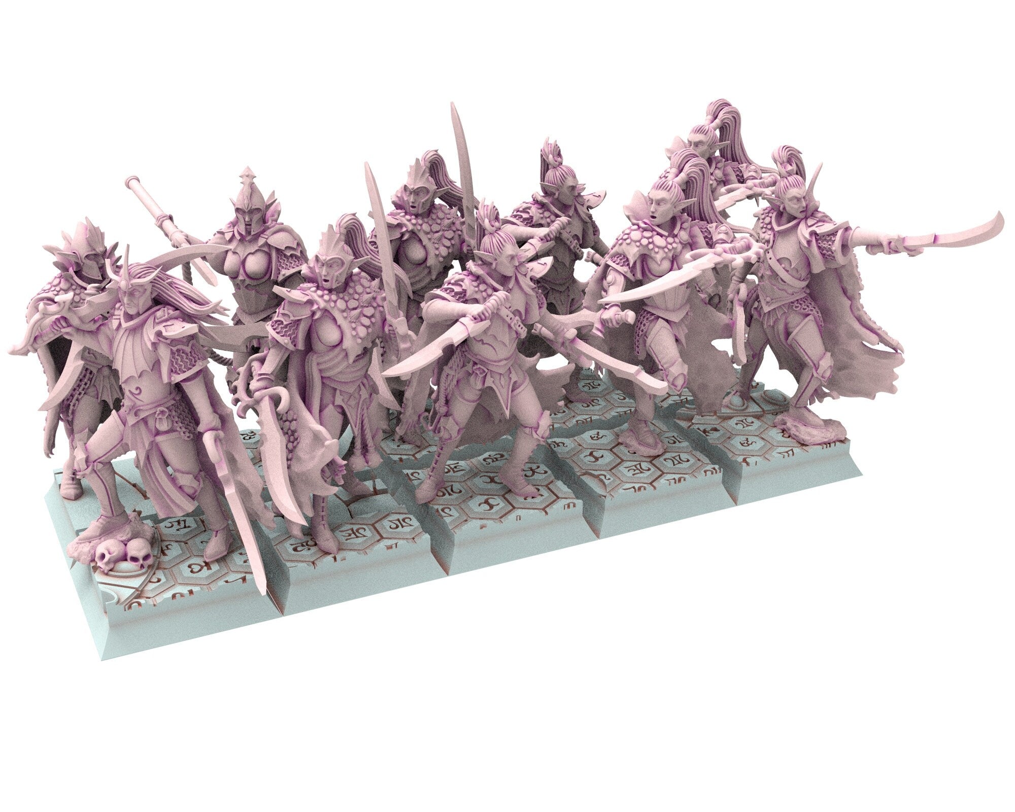 Dark Elves - 32mm Corsair Double swords, dark elves, Merciless north pillars usable for 9th Age, Fantasy Battle, Oldhammer, King of war, D&D