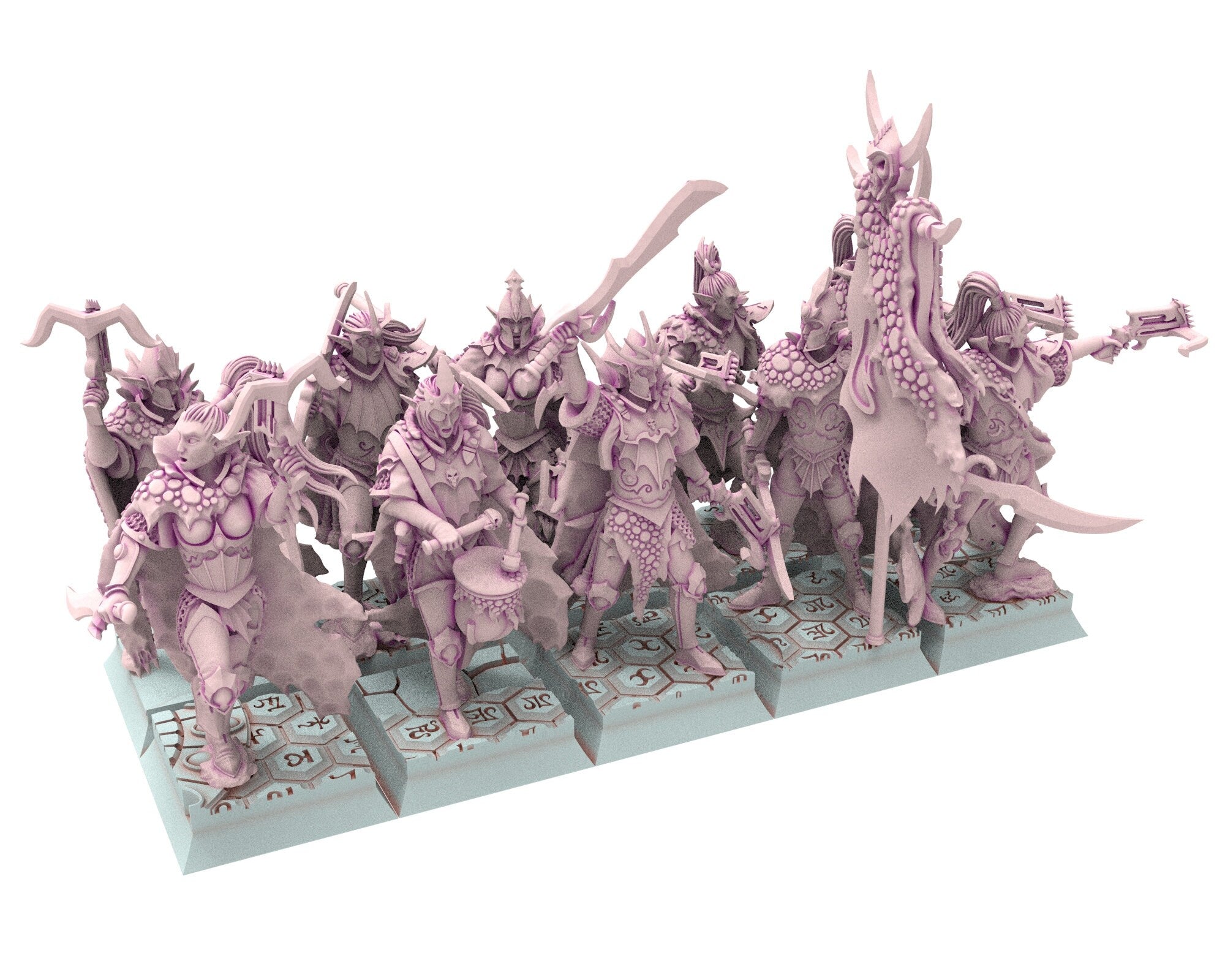 Dark Elves - 32mm Corsairs Crossbows, dark elves, Merciless north pillars usable for 9th Age, Fantasy Battle, Oldhammer, King of war, D&D