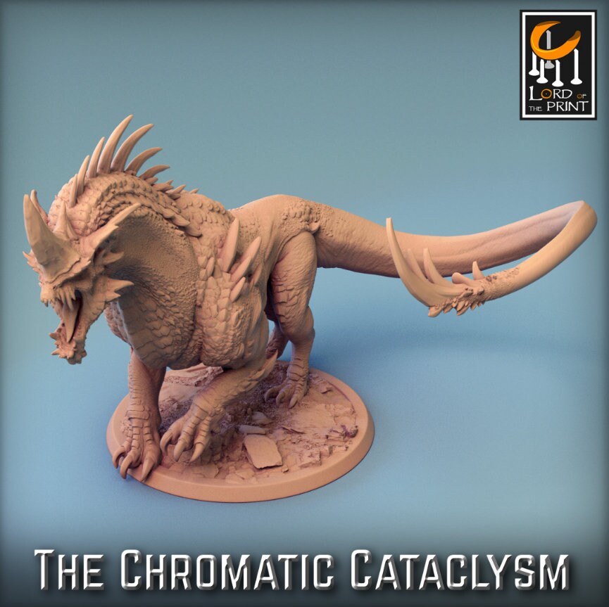 Tiamat cataclysmic - Dragonspawn Green, Tiamat DragonSpawn 3D, Lord of the Print, for Wargames, Pathfinder, Dungeons & Dragons TTRPG