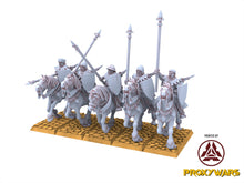 Load image into Gallery viewer, Arthurian Knights - Gallia Mounted Men at Arms, for Oldhammer, king of wars, 9th age, Highlands Miniatures
