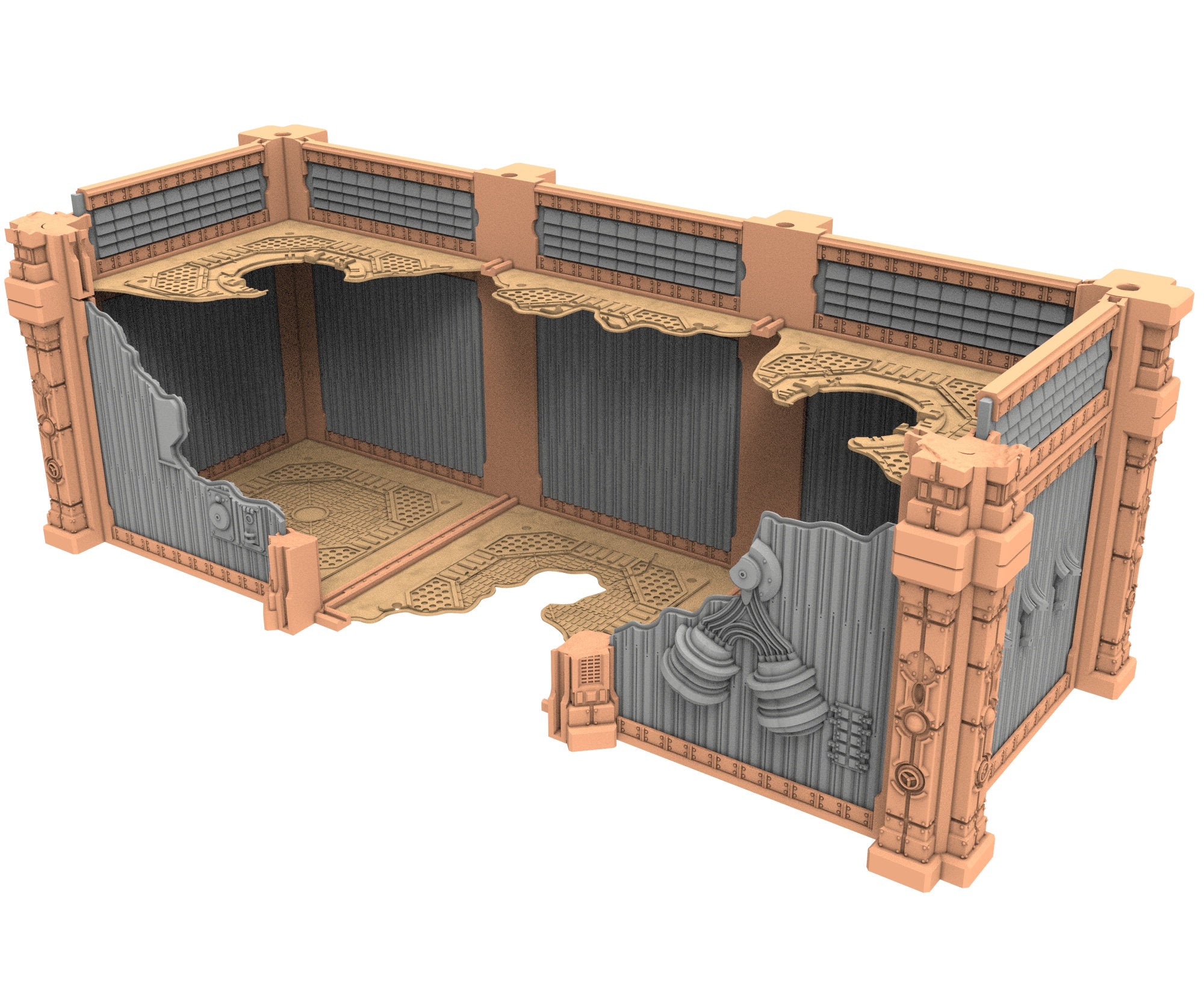 Military Ruined building printed in PLA and resin usable for warmachine, Damocles, One Page Rule, Firefight, infinity, scifi wargame...