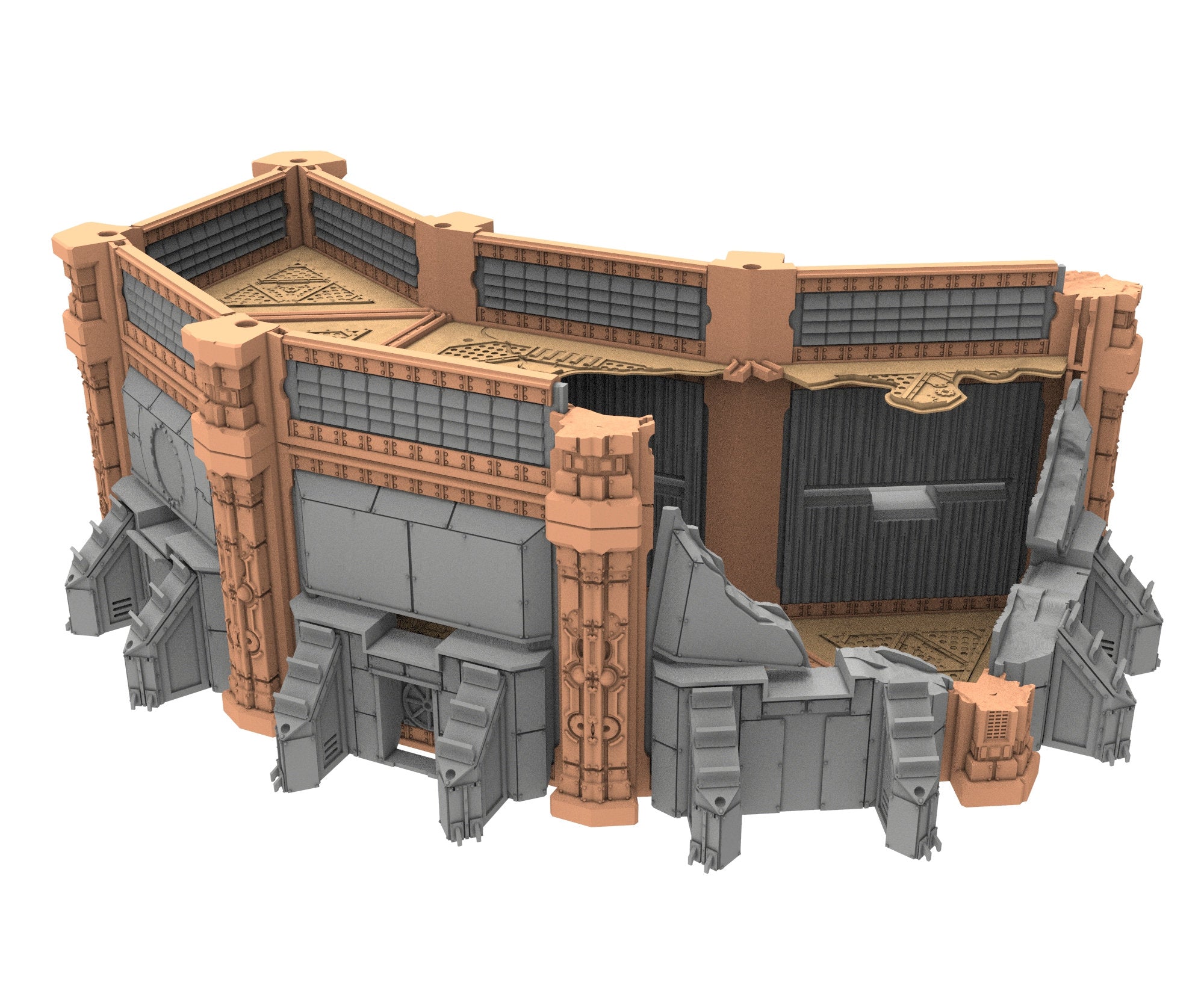 Military Ruined building printed in PLA and resin usable for warmachine, Damocles, One Page Rule, Firefight, infinity, scifi wargame...