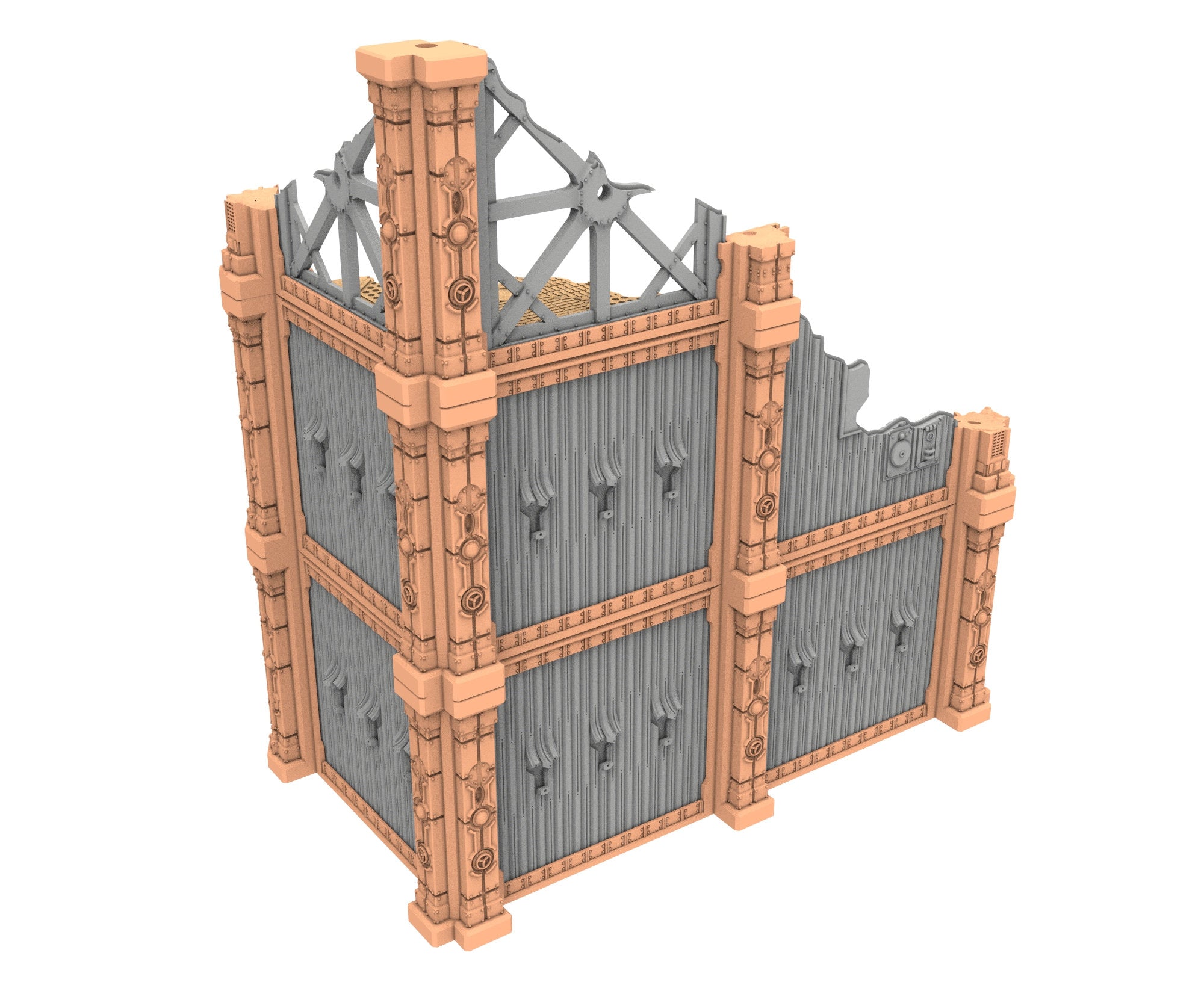 Military Ruined building printed in PLA and resin usable for warmachine, Damocles, One Page Rule, Firefight, infinity, scifi wargame...