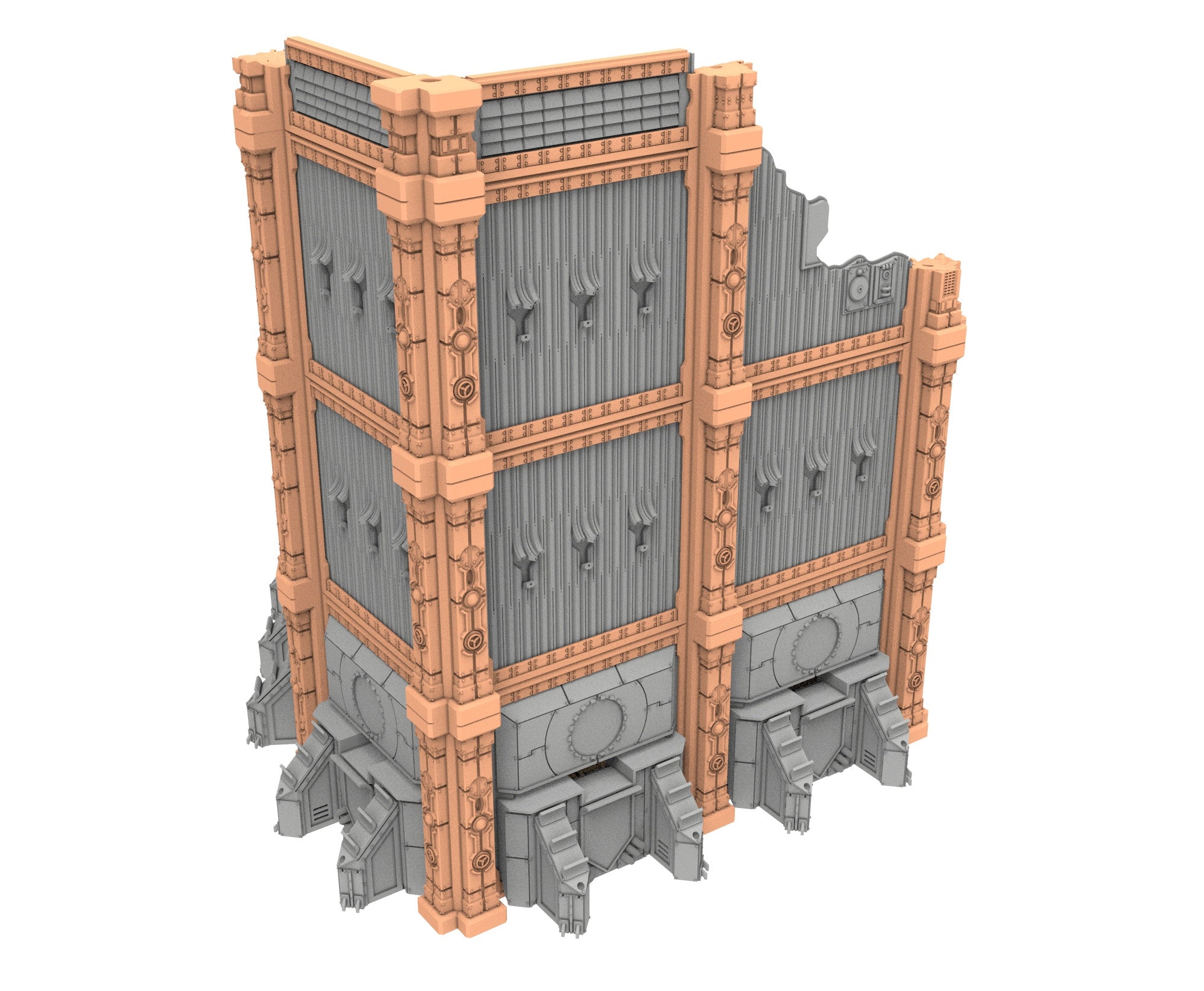 Military Ruined building printed in PLA and resin usable for warmachine, Damocles, One Page Rule, Firefight, infinity, scifi wargame...