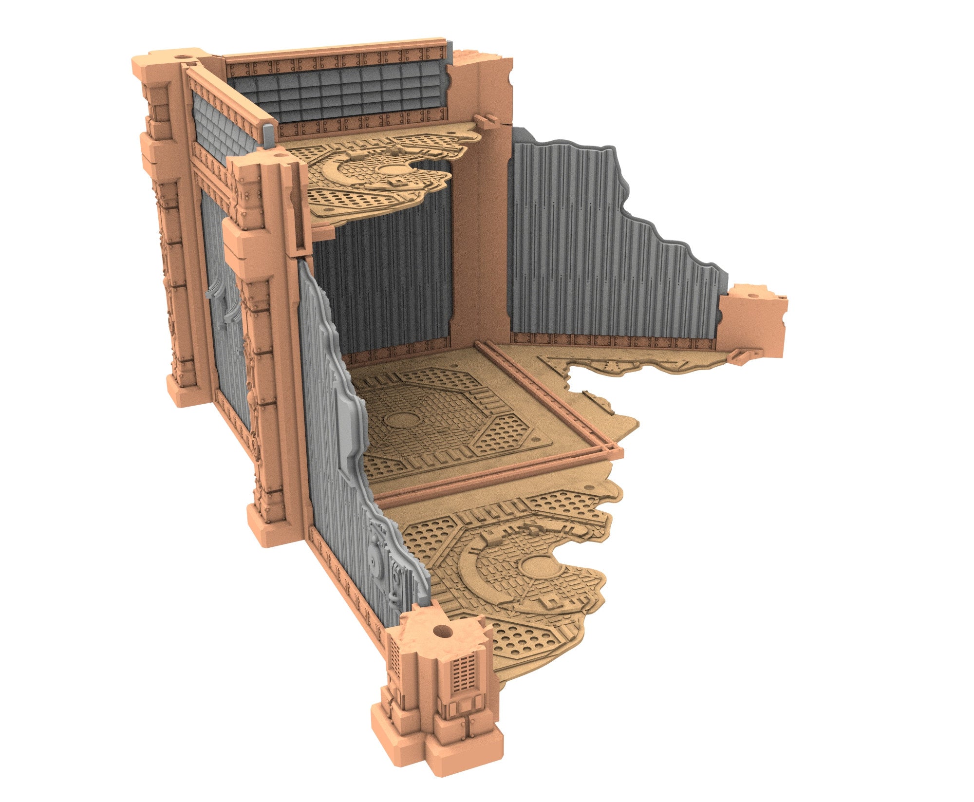 Military Ruined building printed in PLA and resin usable for warmachine, Damocles, One Page Rule, Firefight, infinity, scifi wargame...