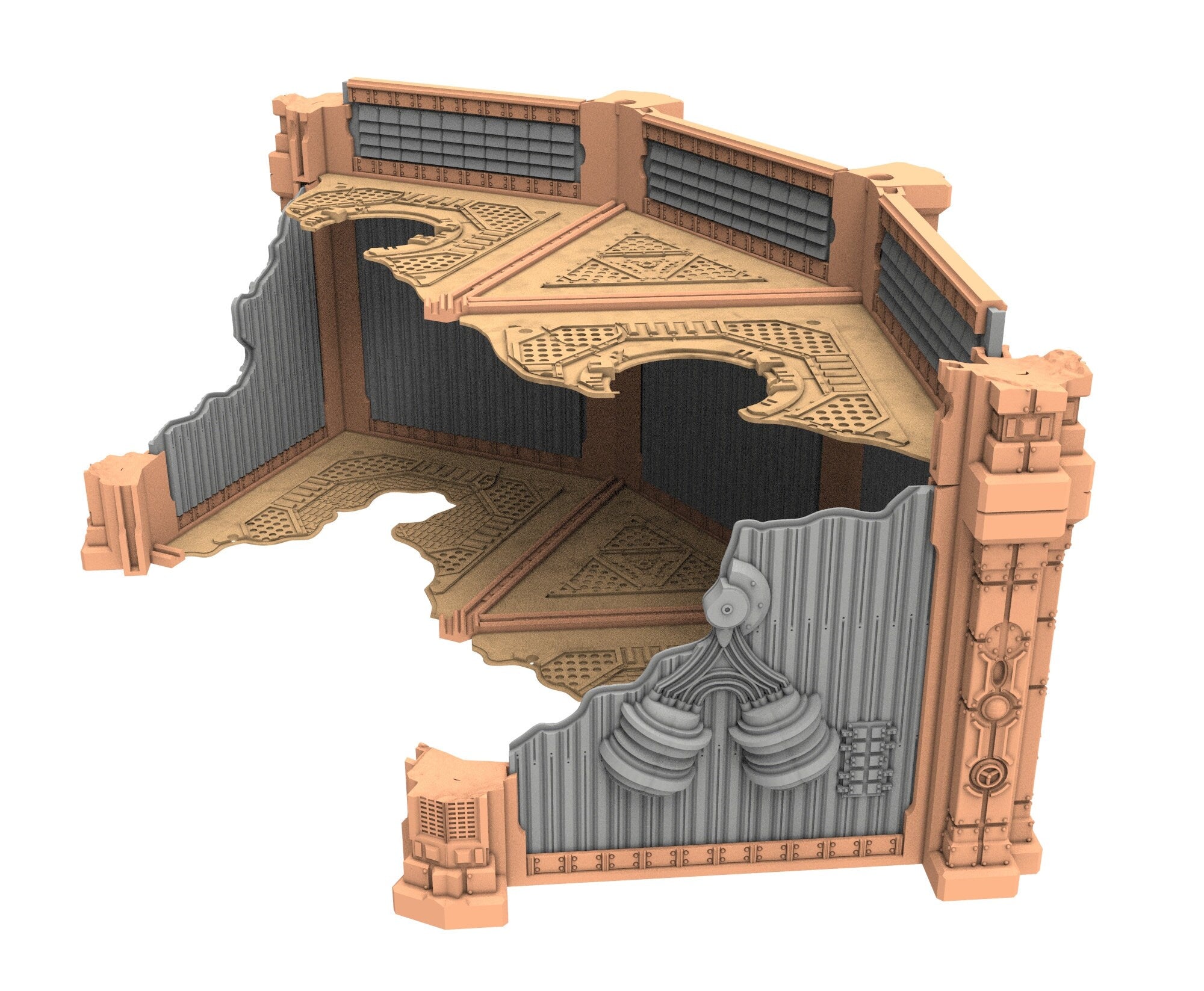 Military Ruined building printed in PLA and resin usable for warmachine, Damocles, One Page Rule, Firefight, infinity, scifi wargame...