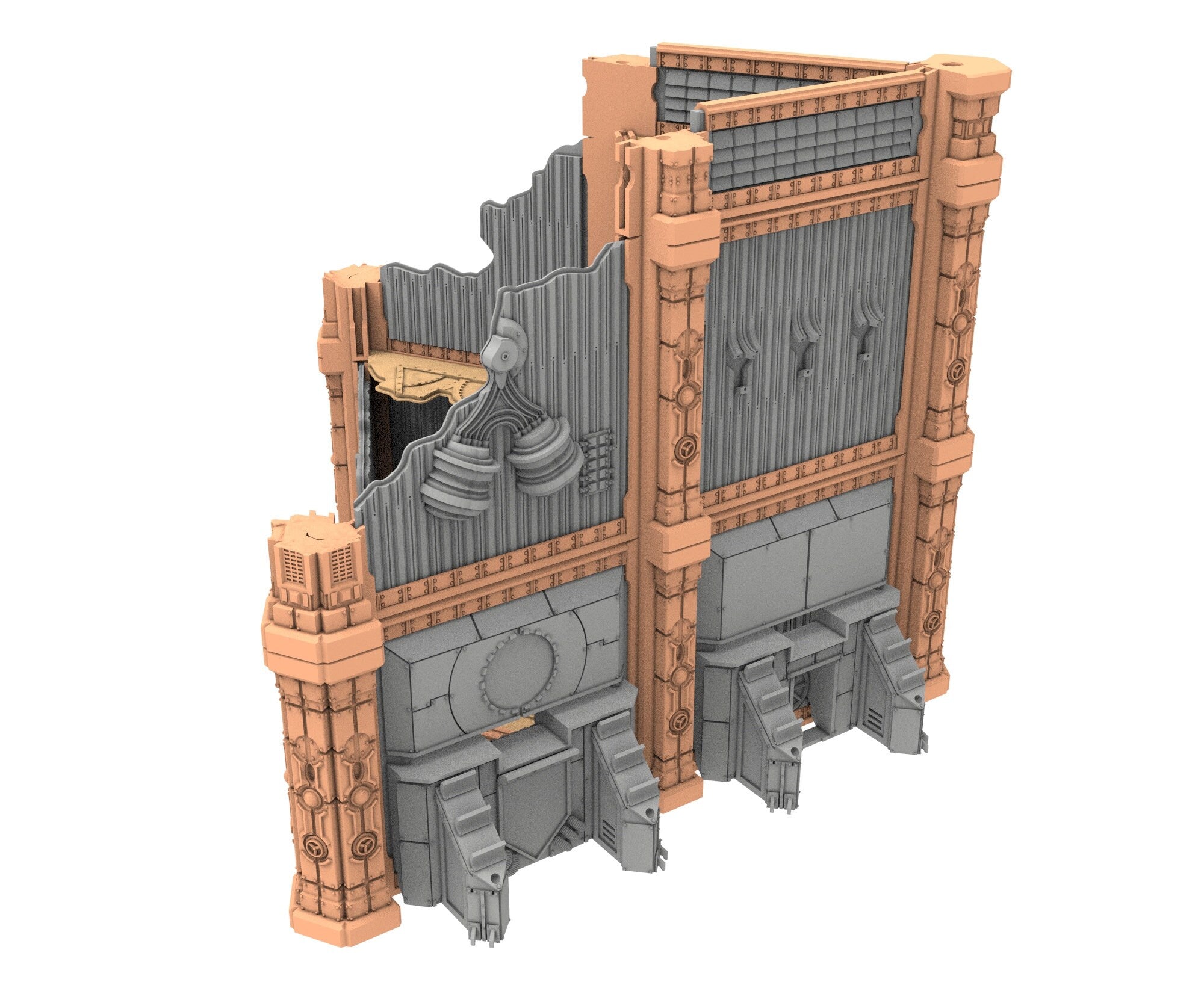 Military Ruined building printed in PLA and resin usable for warmachine, Damocles, One Page Rule, Firefight, infinity, scifi wargame...