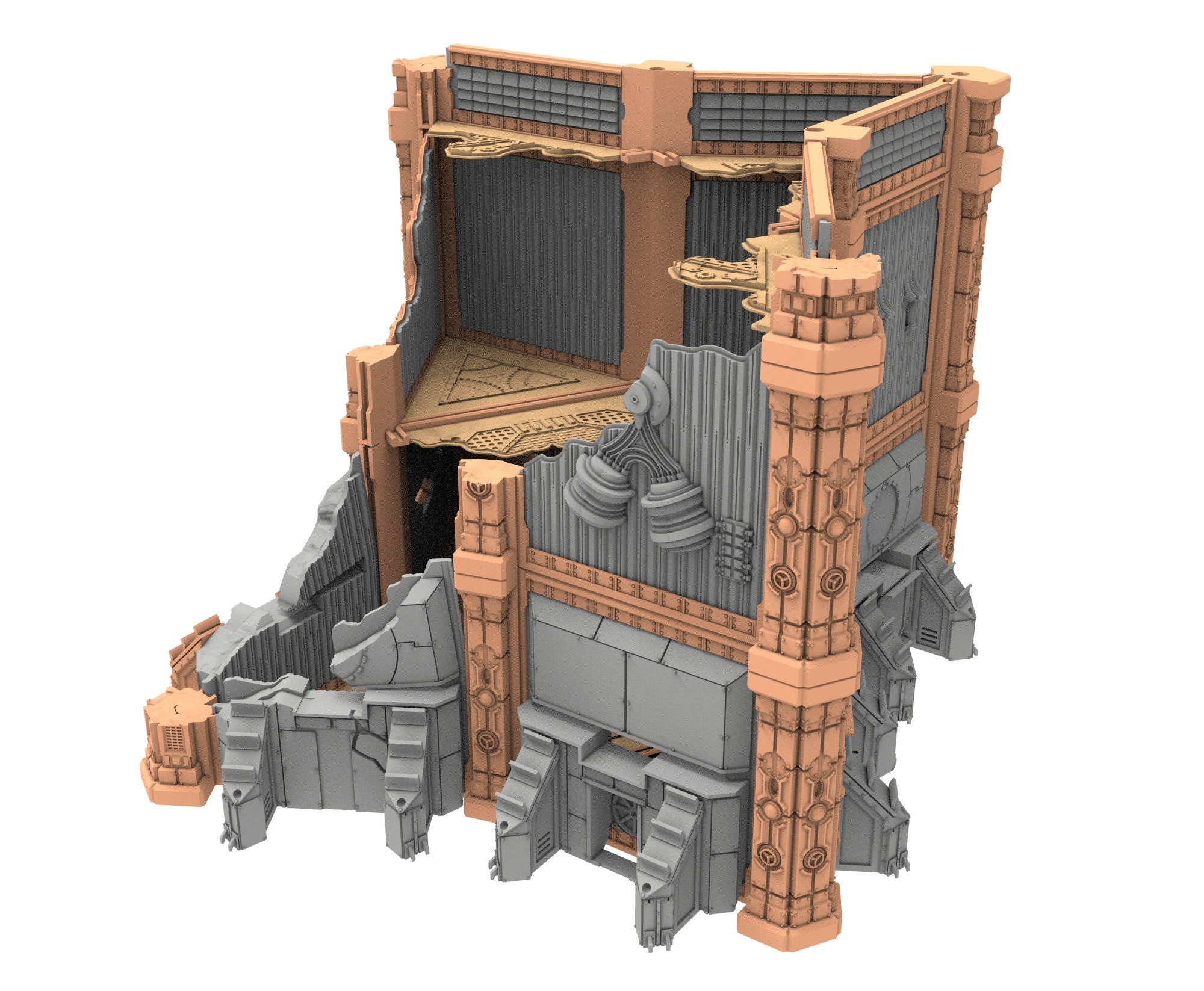 Military Ruined building printed in PLA and resin usable for warmachine, Damocles, One Page Rule, Firefight, infinity, scifi wargame...